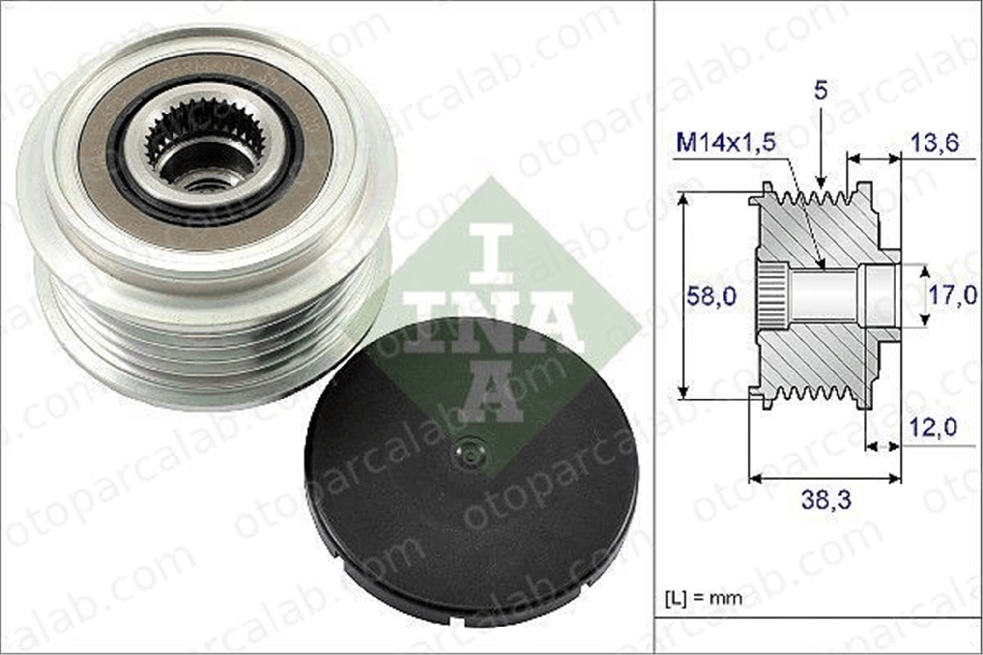 INA 535 0184 10 Alternatör Kasnağı TOYOTA COROLLA COROLLA Sedan 2741527011 2706027040