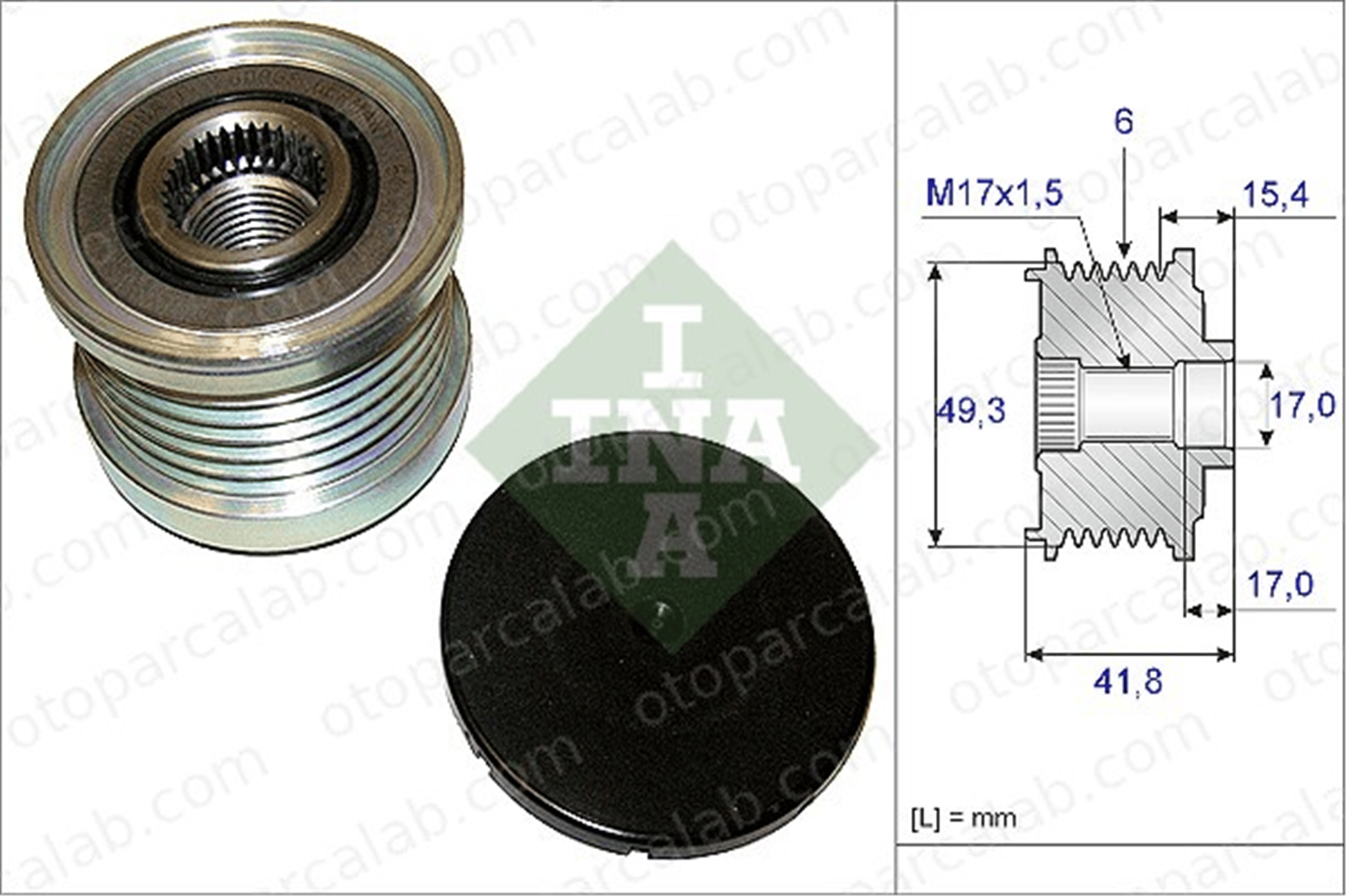 INA 535 0193 10 Alternatör Kasnağı PEUGEOT 308 I CITROËN DS3 1612847280 1623859780