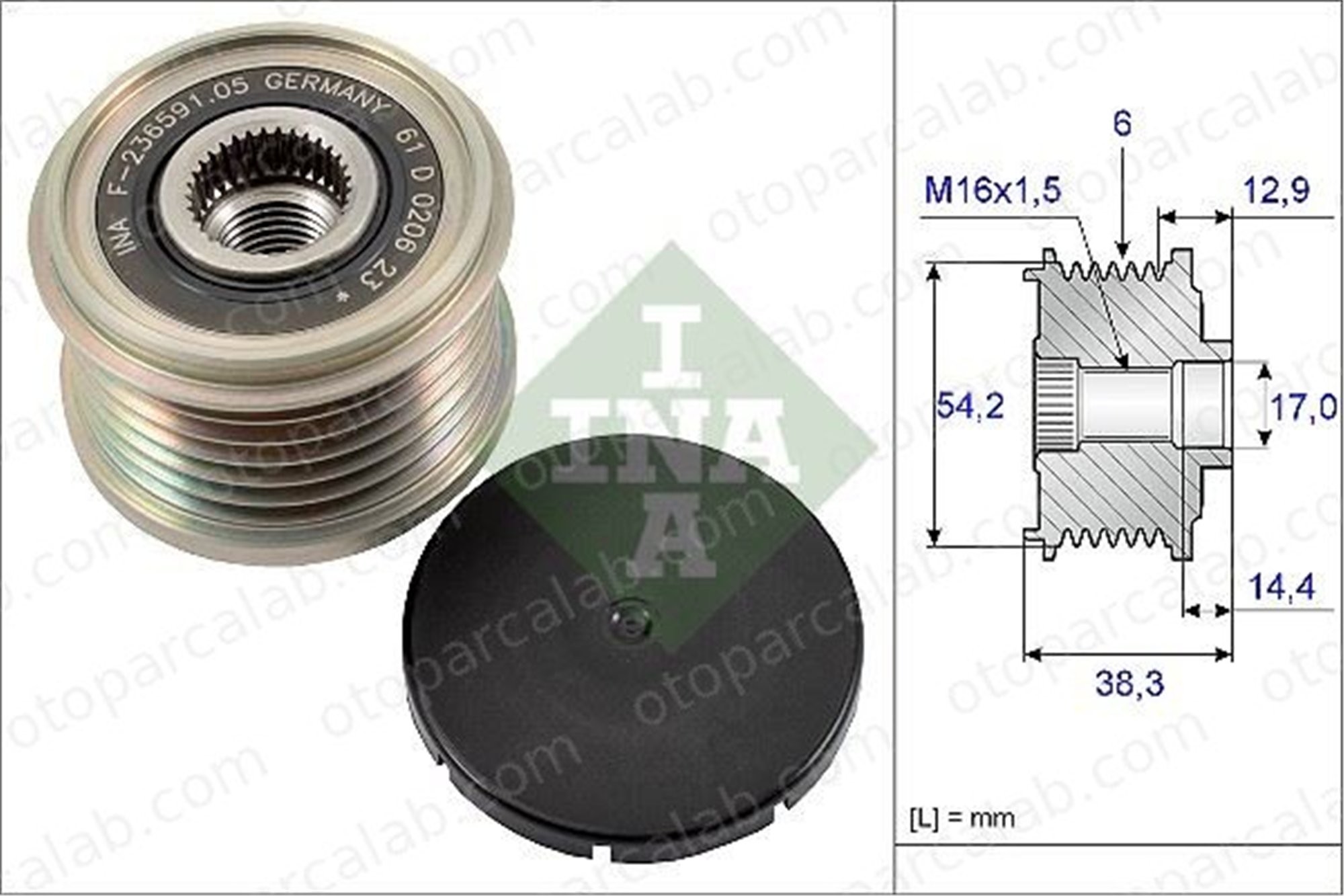 INA 535 0194 10 Alternatör Kasnağı PEUGEOT PARTNER Kasa/büyük limuzin CITROËN BERLINGO Kasa/büyük limuzin 5705AS 8V2110300AB
