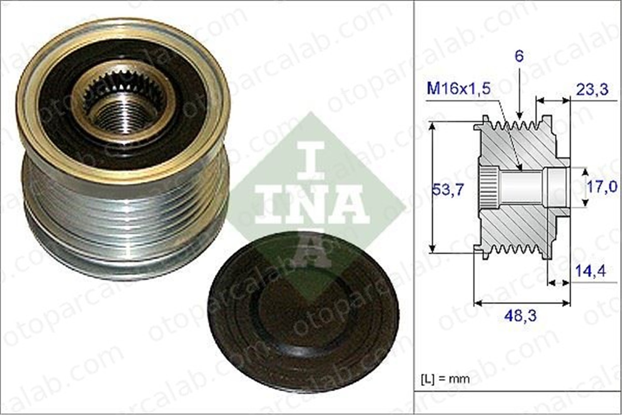 INA 535 0204 10 Alternatör Kasnağı OPEL INSIGNIA A INSIGNIA A Sports Tourer 1204291 13502583
