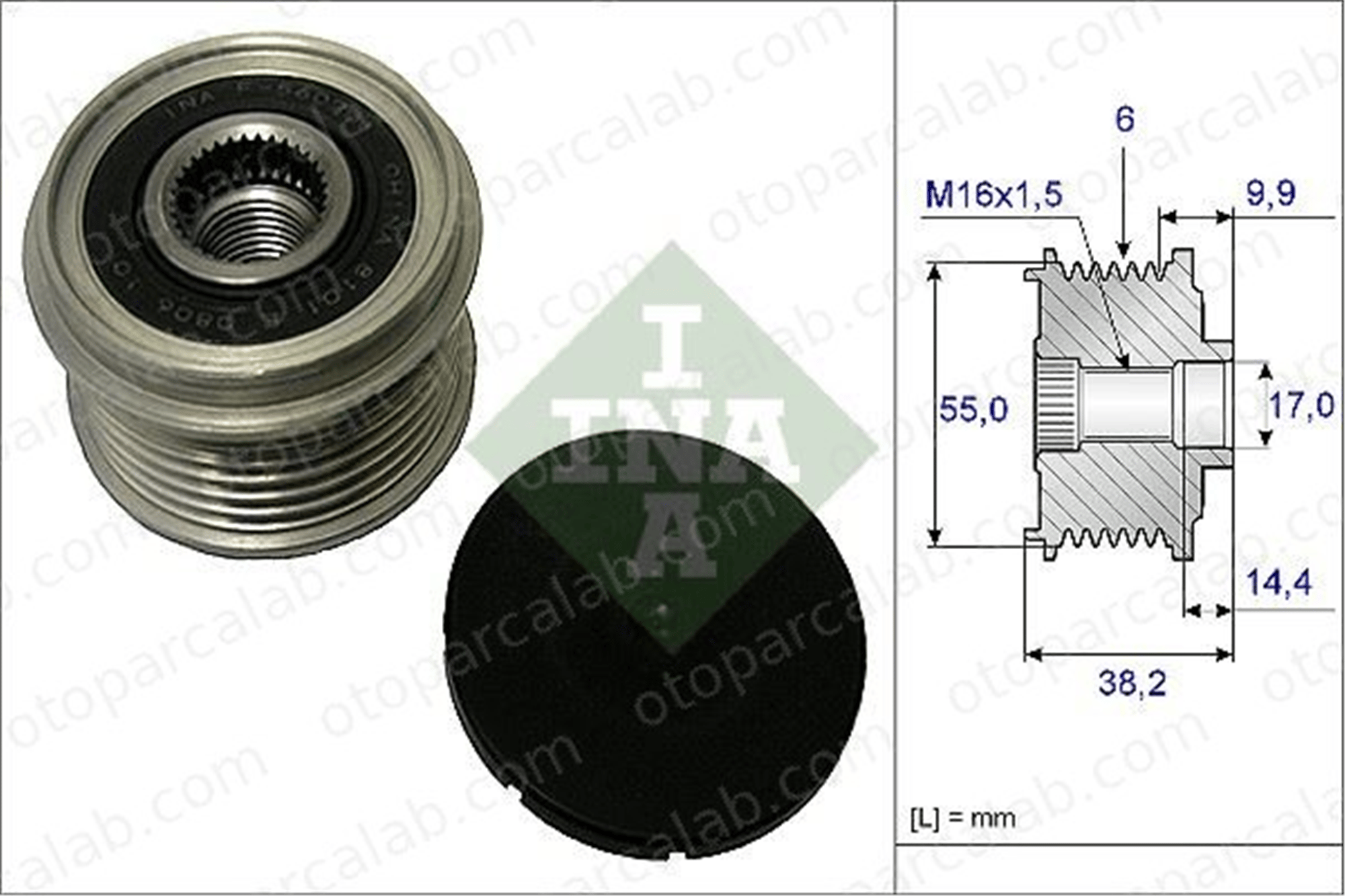 INA 535 0216 10 Alternatör Kasnağı HYUNDAI TUCSON SANTA FÉ II 373222F001 373002F000