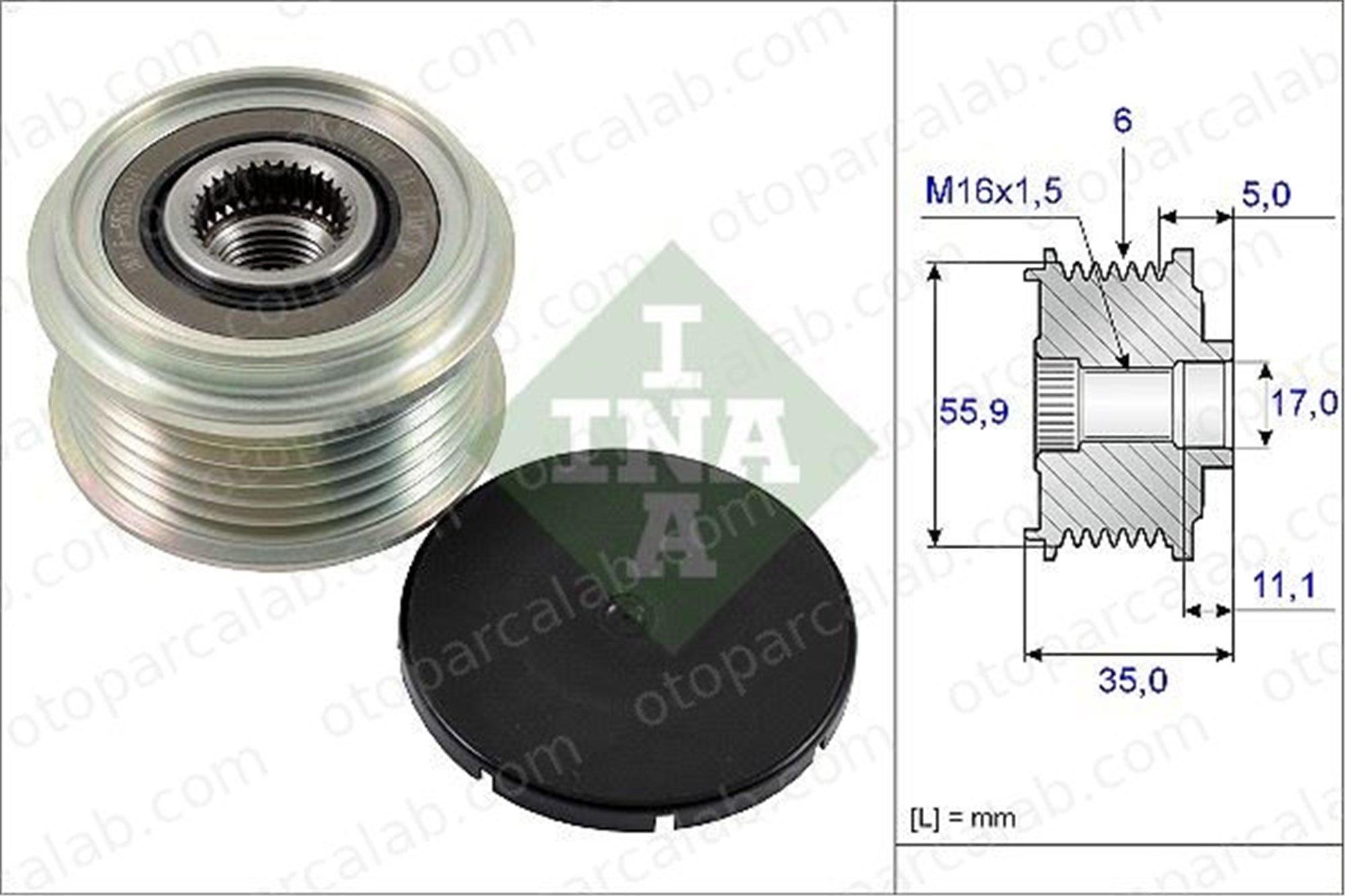 INA 535 0222 10 Alternatör Kasnağı AUDI A7 Sportback A5 59903119N 059903119N