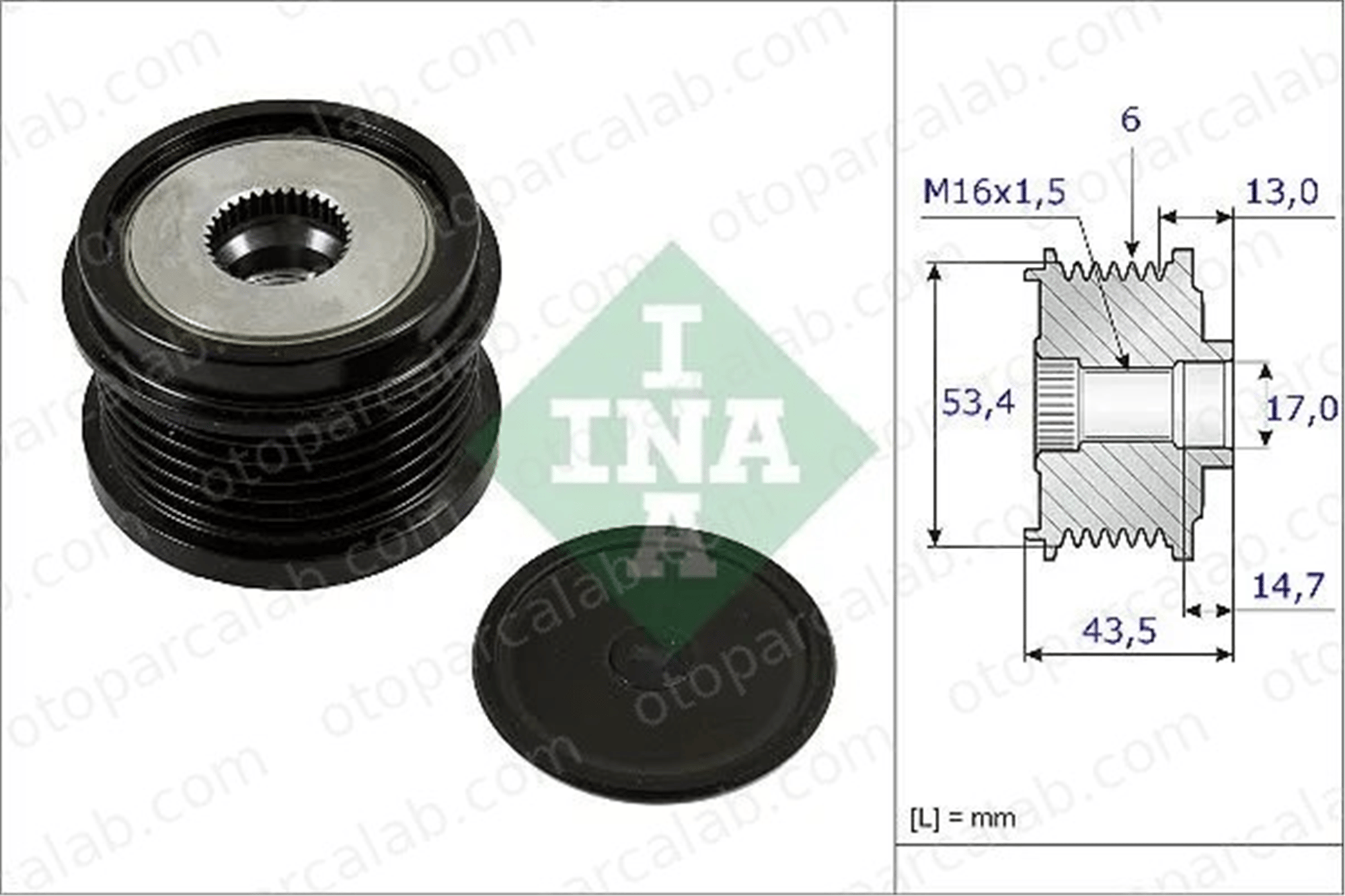 INA 535 0237 10 Alternatör Kasnağı FORD FOCUS III FOCUS III Turnier AV6N10300GE 1678607
