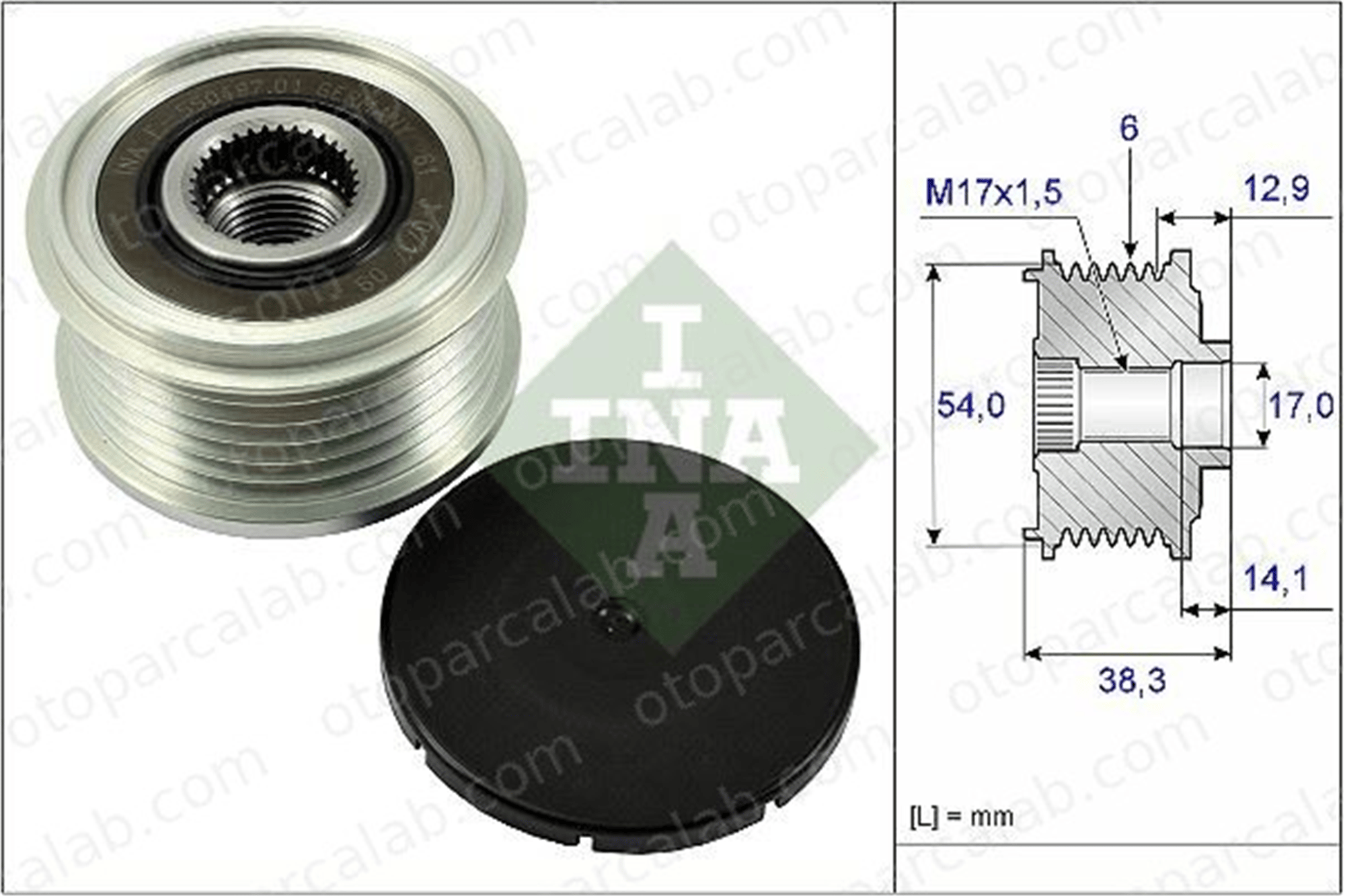 INA 535 0264 10 Alternatör Kasnağı PEUGEOT 208 I 2008 I 1610048280 1608066080