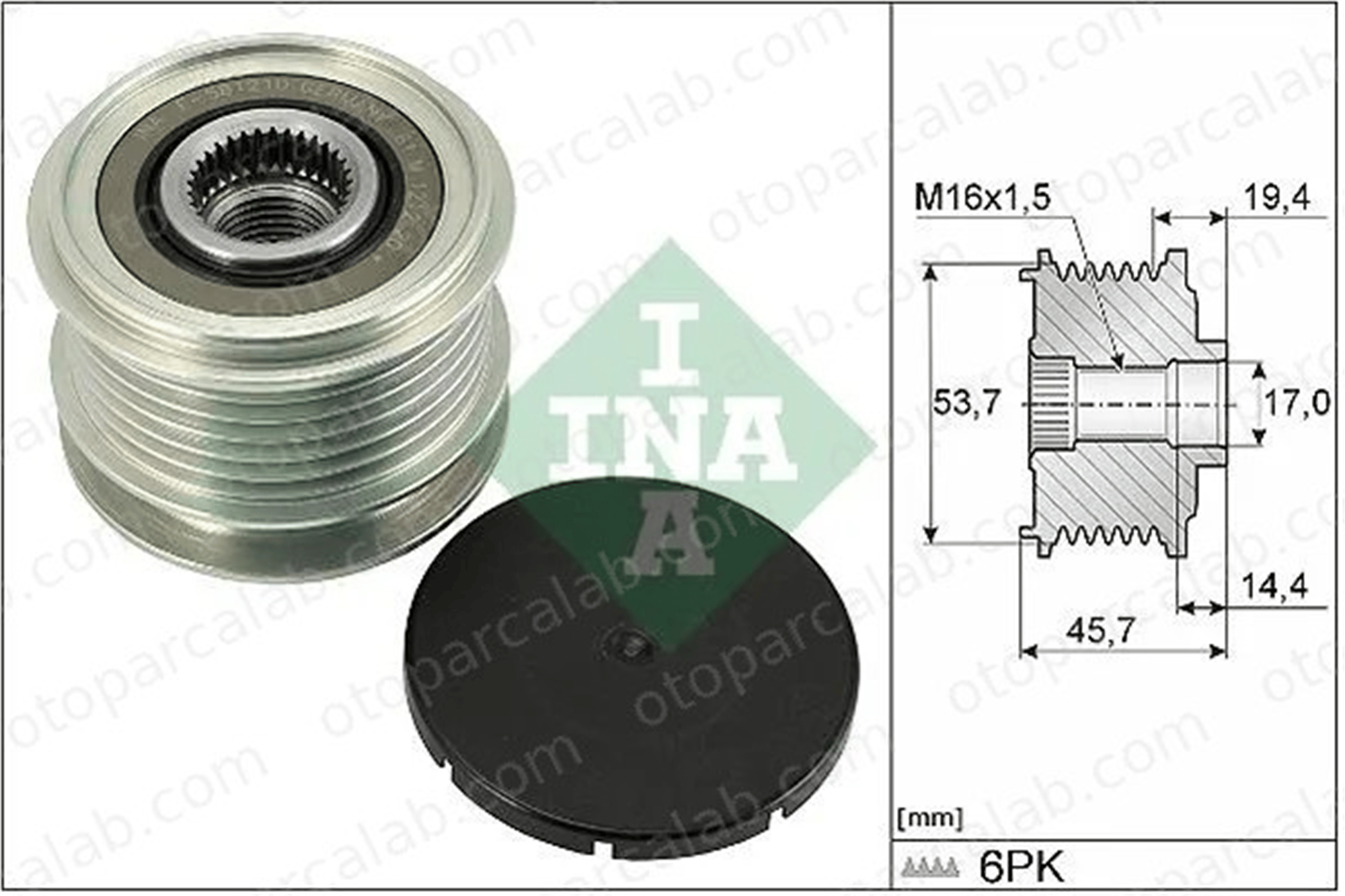 INA 535 0328 10 Alternatör Kasnağı MERCEDES-BENZ C-SERISI C-SERISI T-Model A2761500060 9062207