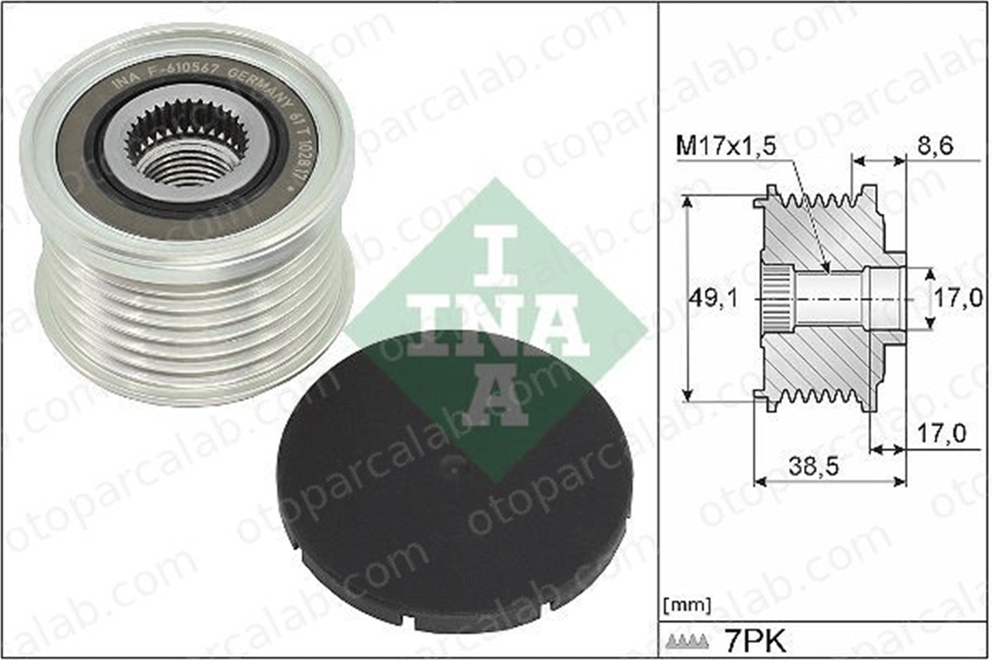 INA 535 0344 10 Alternatör Kasnağı NISSAN NV300 Panelvan/Van NV300 Kombi 231004436R 2310000Q6K