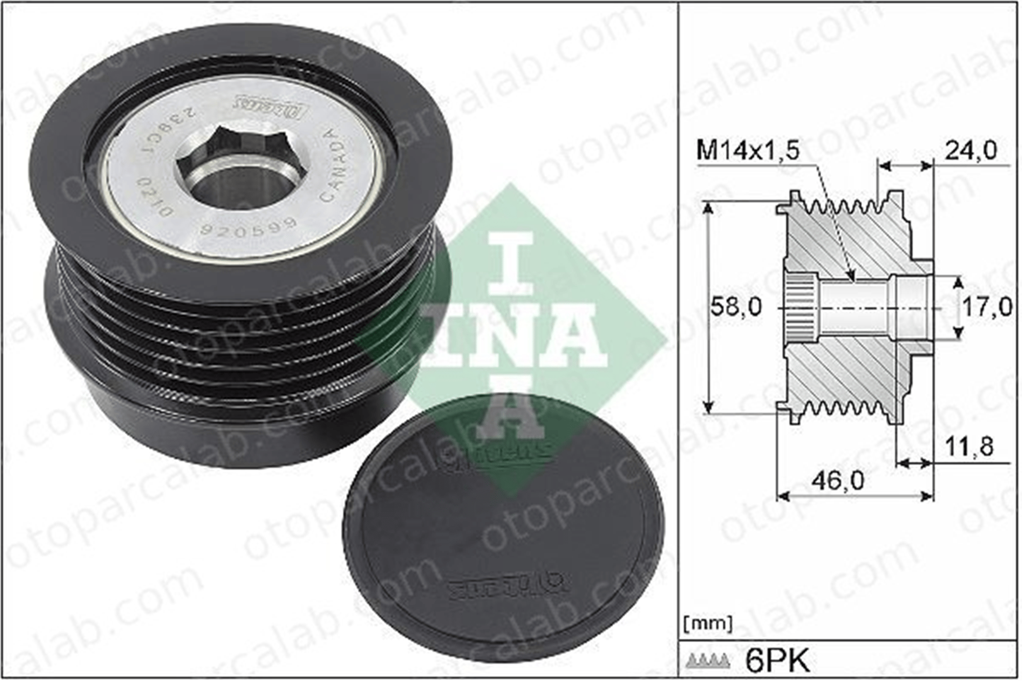INA 535 0355 10 Alternatör Kasnağı CHRYSLER VOYAGER IV GRAND VOYAGER V 4861513AD 04861513AD
