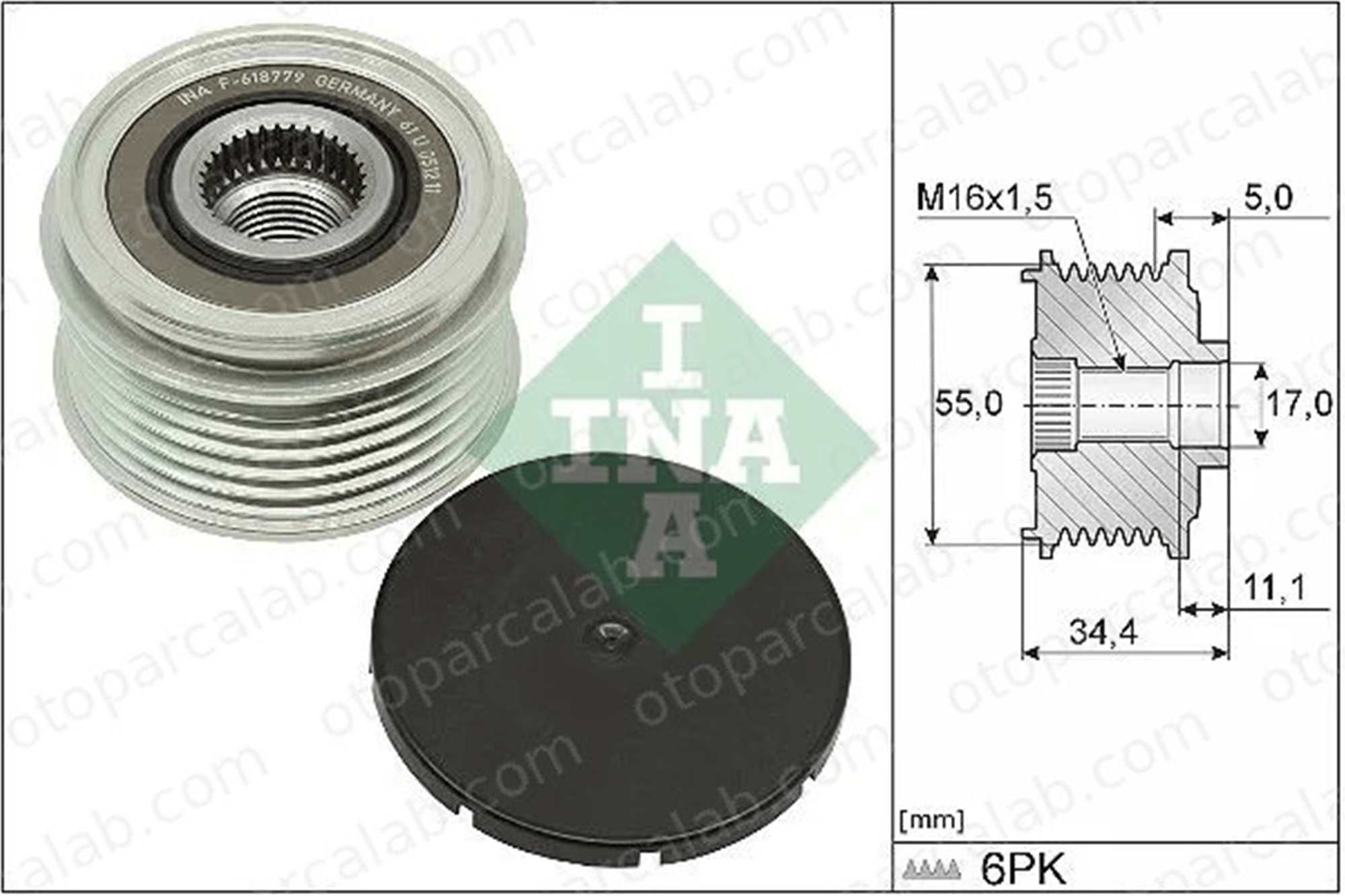 INA 535 0357 10 Alternatör Kasnağı MERCEDES-BENZ A-SERISI A-SERISI Sedan A6081500000 9062409