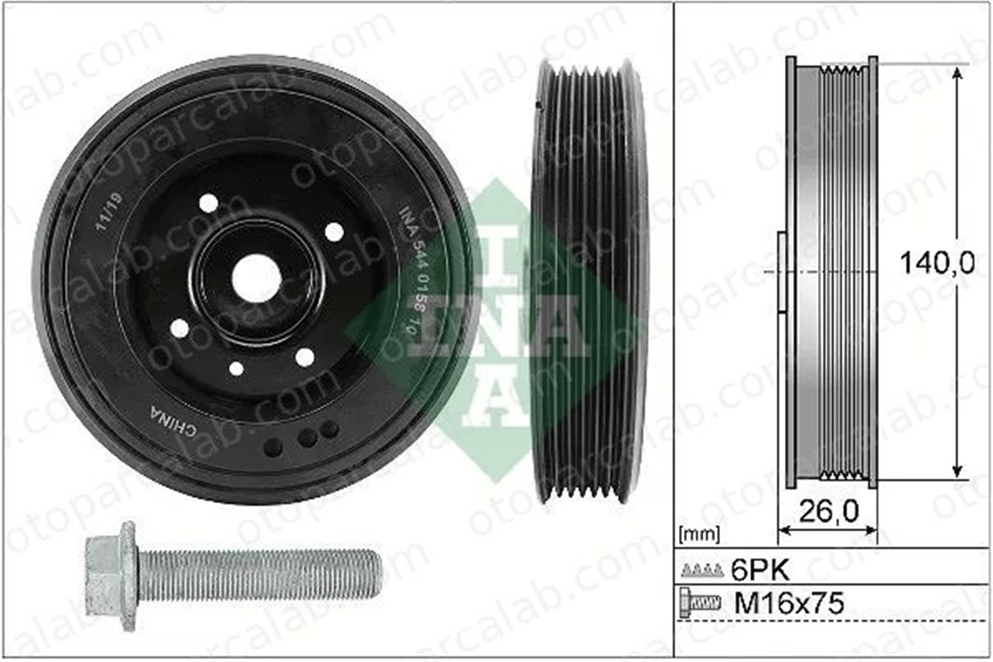 INA 544 0158 20 Krank Kasnak AUDI A5 A5 Cabrio 6H105243F 6H105243C
