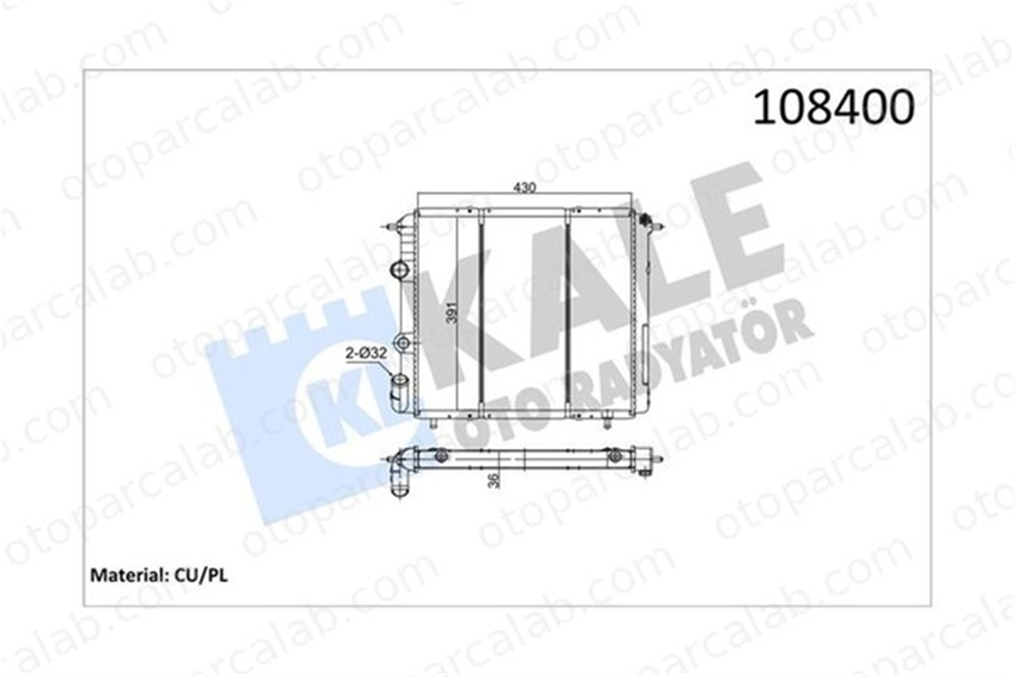 KALE 0508062PA Su Radyatörü RENAULT TRAFIC Panelvan/Van 19 II 7701395093 7700784039