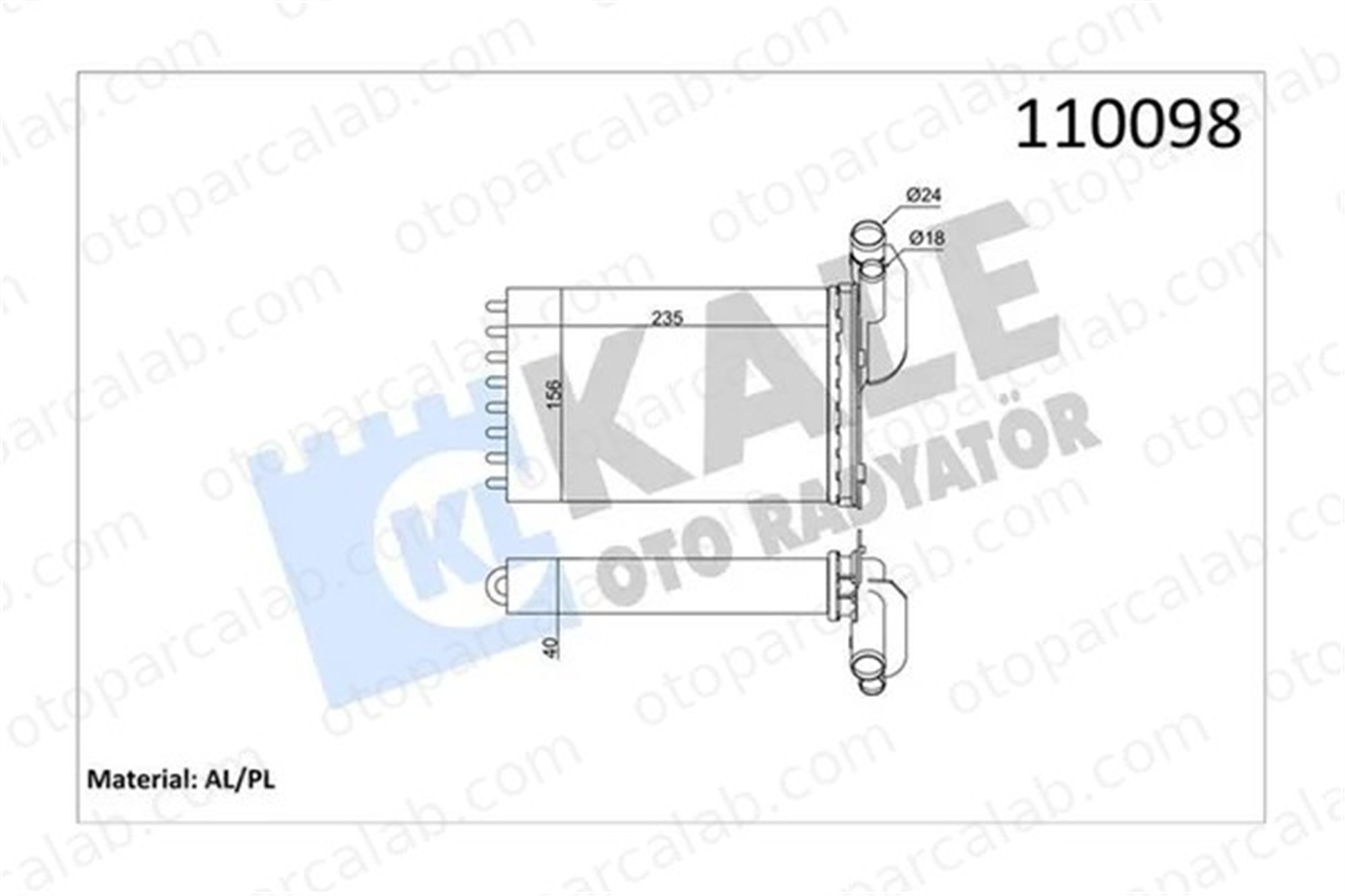 KALE 110098 Kalorifer Radyatörü RENAULT MEGANE I Classic MEGANE I 7701033457 7701034551