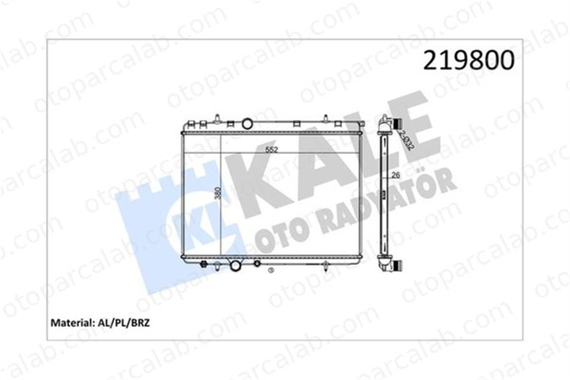 KALE 2040011AB Su Radyatörü PEUGEOT 206 Hatchback PARTNER Kasa/büyük limuzin 2040011AB 1130J3