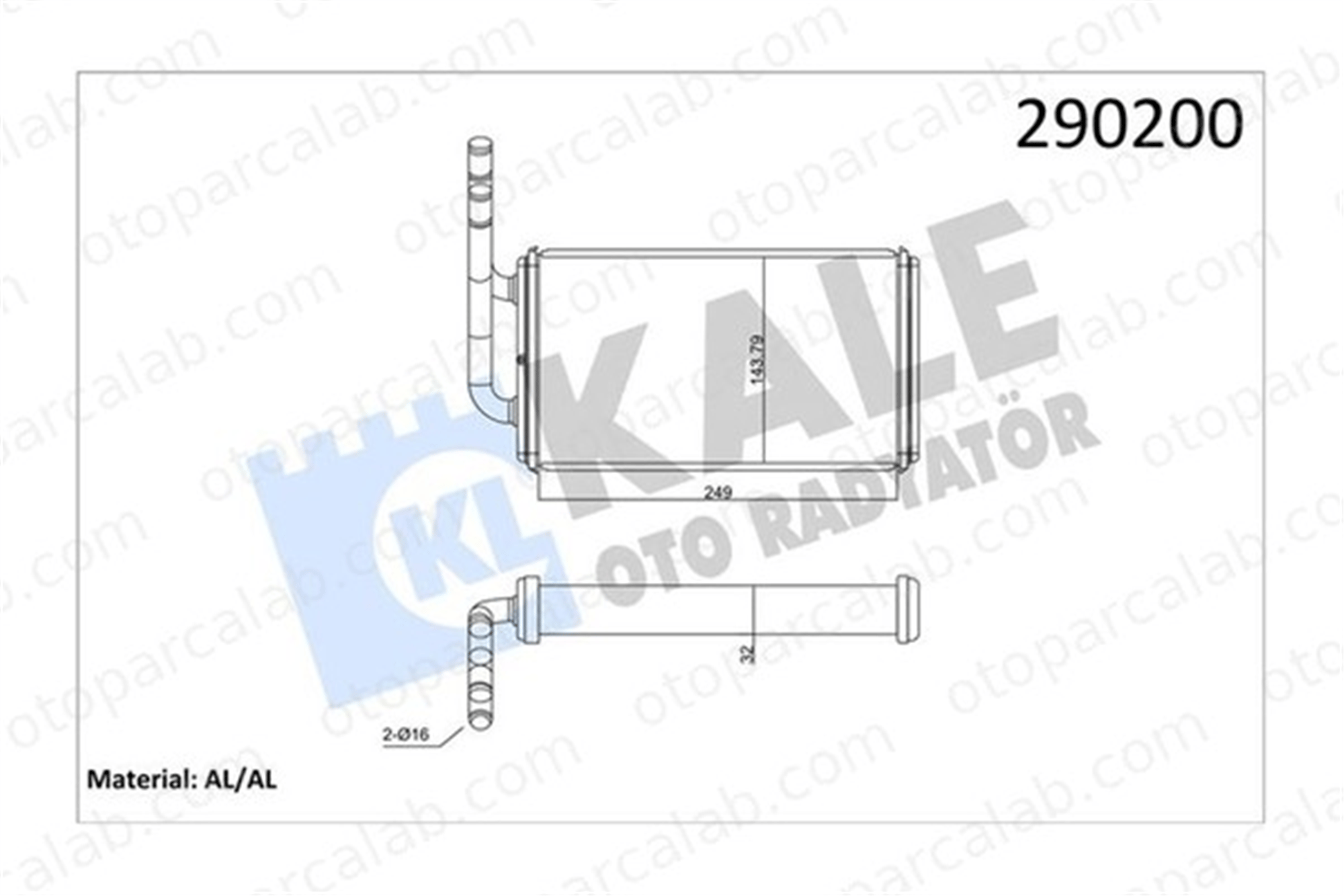 KALE 290200 Kalorifer Radyatörü FORD TRANSIT Minibüs/Otobüs TRANSIT Panelvan/Van 95VW18476AB 1092721