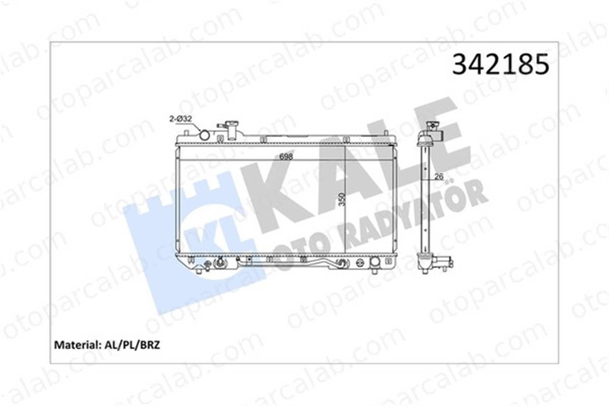 KALE 342185 Su Radyatörü TOYOTA RAV 4 I RAV 4 I Cabrio 342185 164007A480