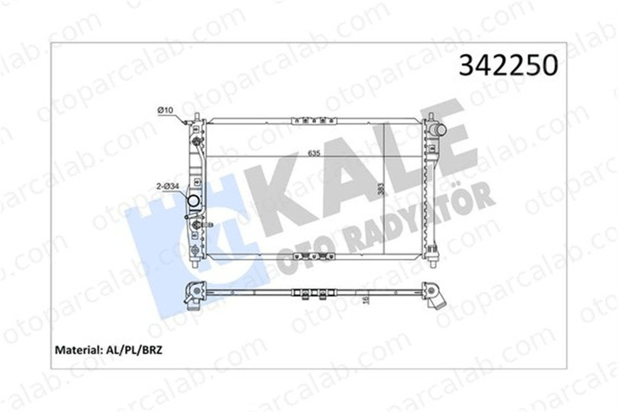 KALE 342250 Su Radyatörü DAEWOO LANOS LANOS Sedan 342250 96182260