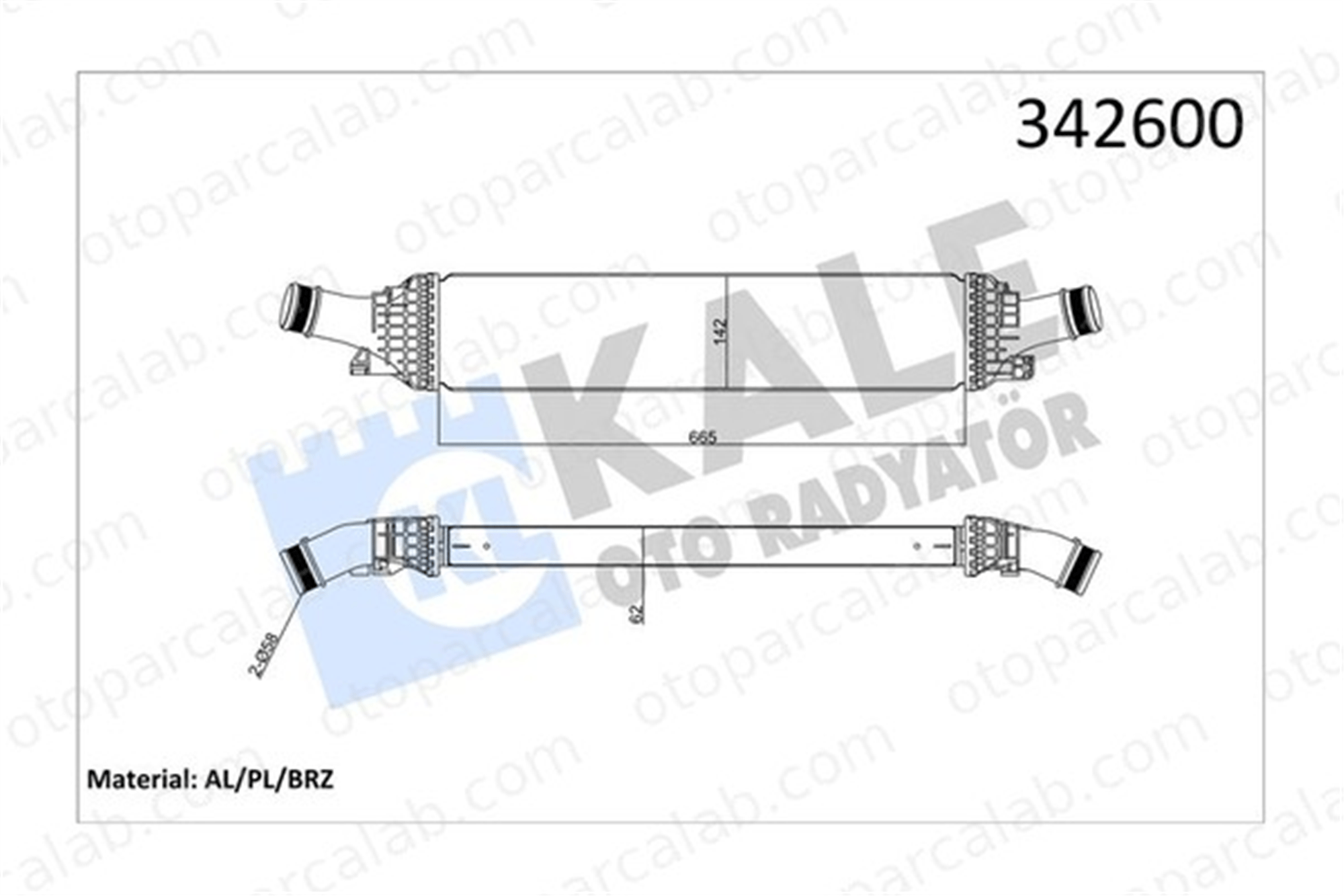 KALE 342600 Turbo Radyatörü AUDI A4 B8 A4 B8 Avant 8K0145805G 8K0145805P