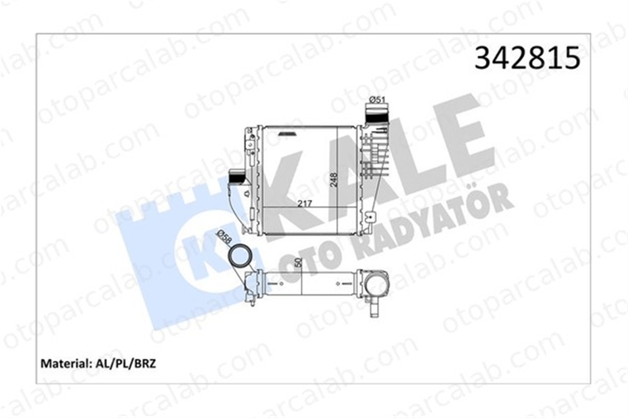 KALE 342815 Turbo Radyatörü PEUGEOT 308 II 308 SW II 9675627980 3637170