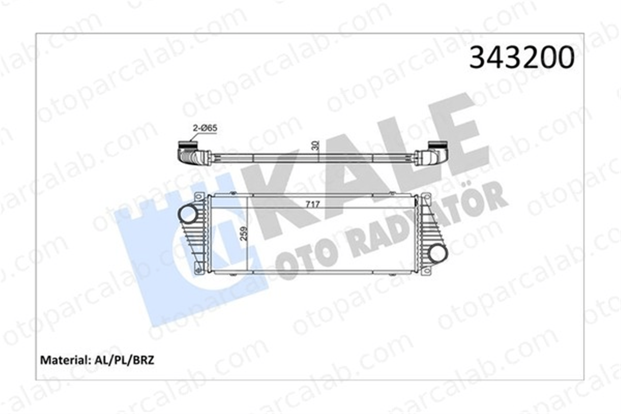 KALE 343200 Turbo Radyatörü MERCEDES-BENZ SPRINTER 4-t Panelvan/Van SPRINTER 4-t Platform şasi A9015010701 2D0145805