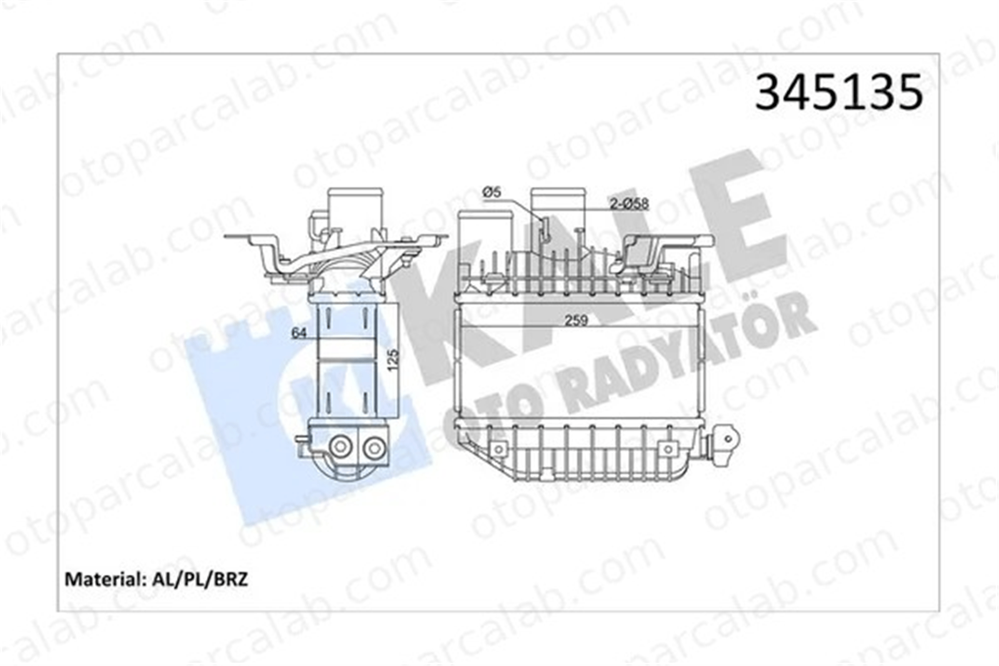KALE 345135 Turbo Radyatörü TOYOTA COROLLA AVENSIS 1794027030 179400G010