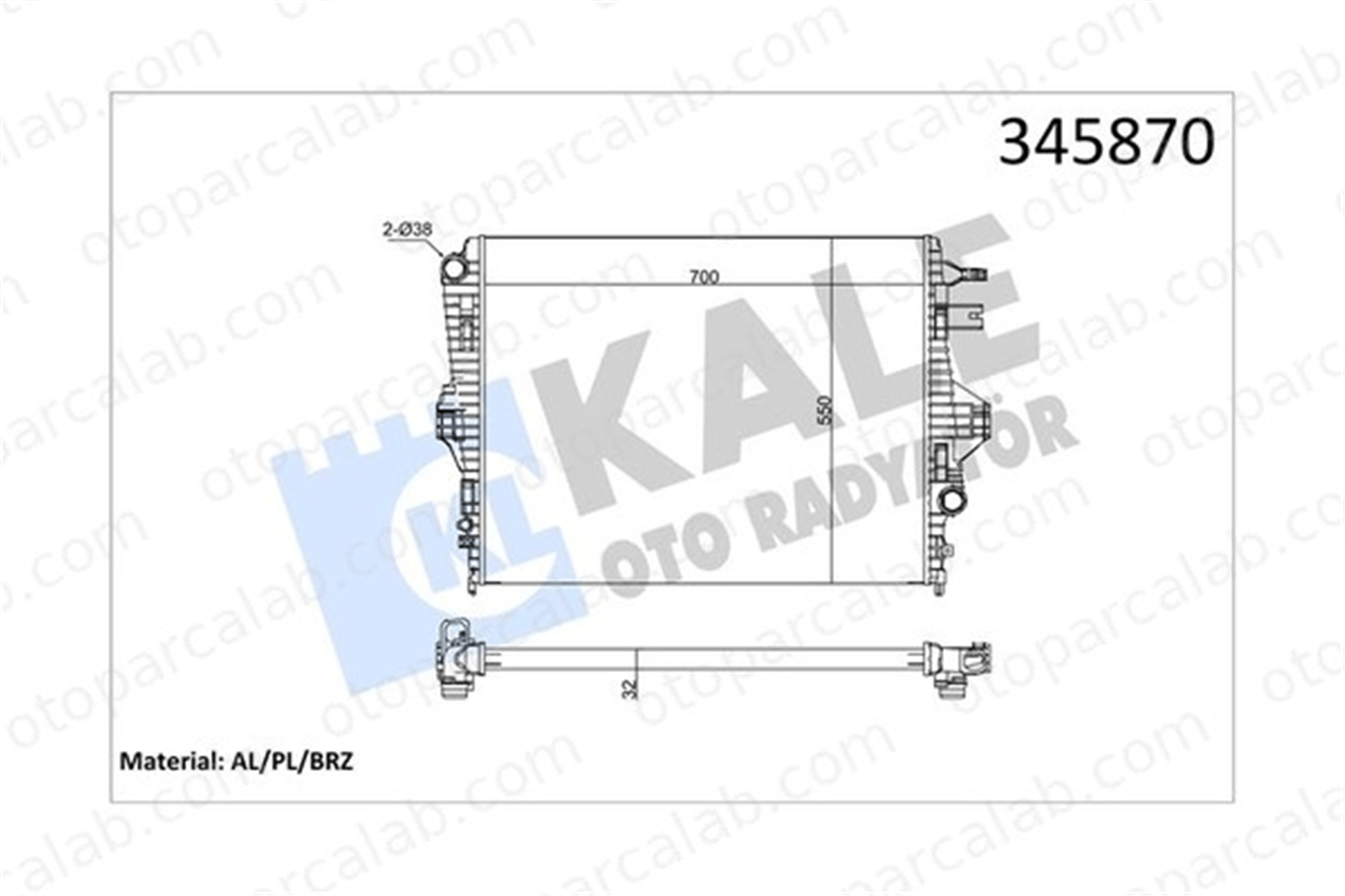 KALE 345870 Su Radyatörü PORSCHE CAYENNE VW TOUAREG 345870 7P0121253A