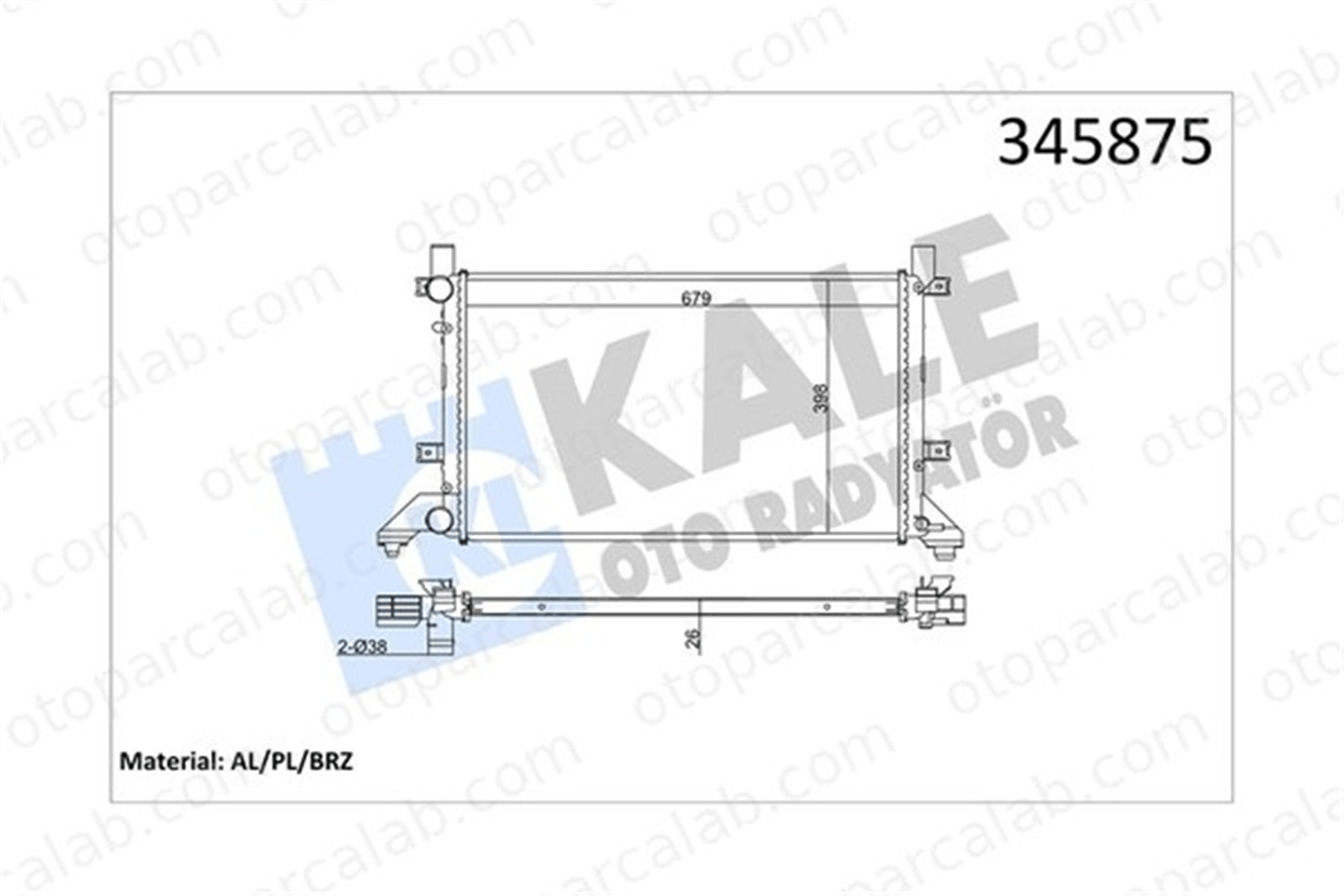 KALE 345875 Su Radyatörü VW LT 28-35 II Minibüs/Otobüs LT 28-46 II Panelvan/Van 345875 2D0121253