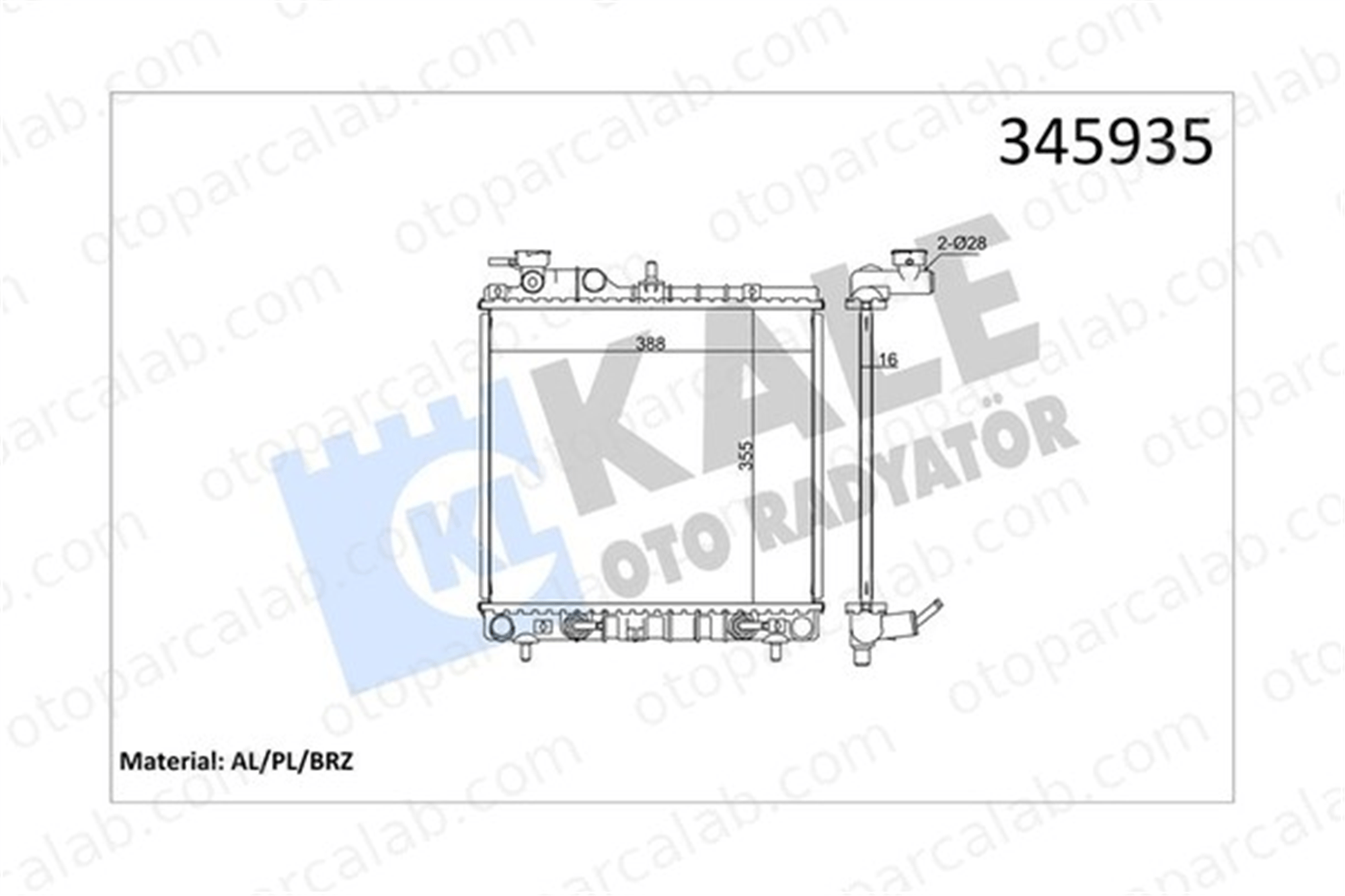 KALE 345935 Su Radyatörü HYUNDAI ATOS 345935 2531002150
