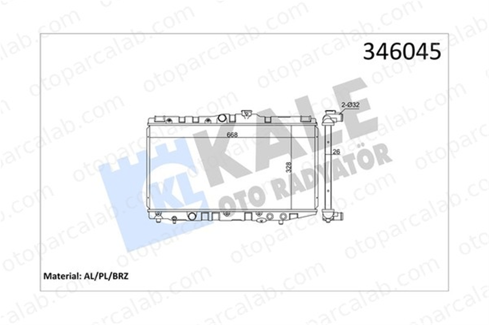KALE 346045 Su Radyatörü TOYOTA COROLLA Station Wagon 346045 1640015400