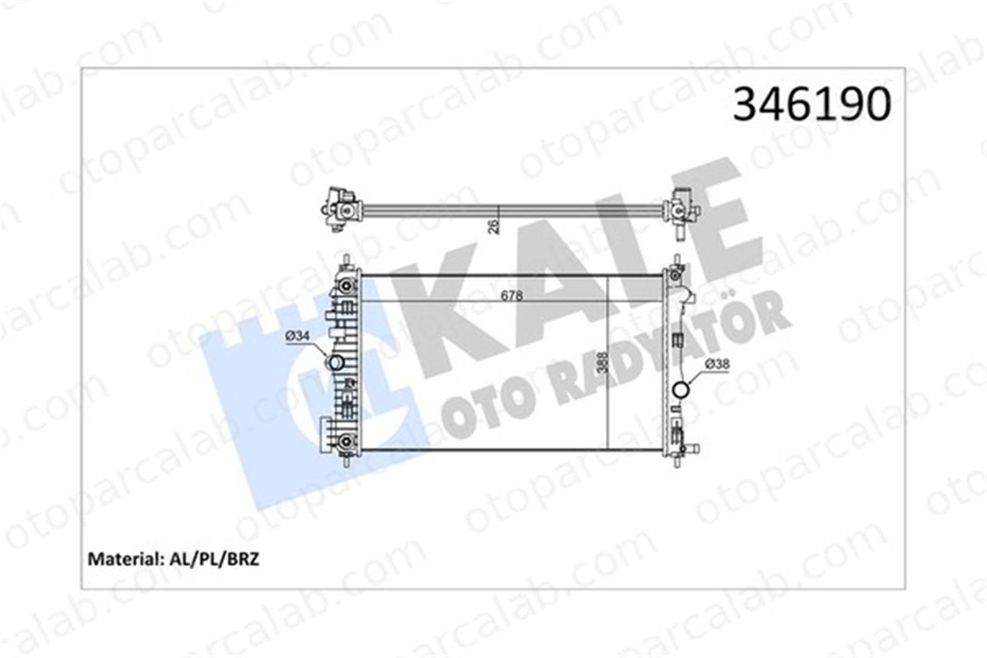 KALE 346190 Su Radyatörü OPEL INSIGNIA A INSIGNIA A Sports Tourer 346190 1300290