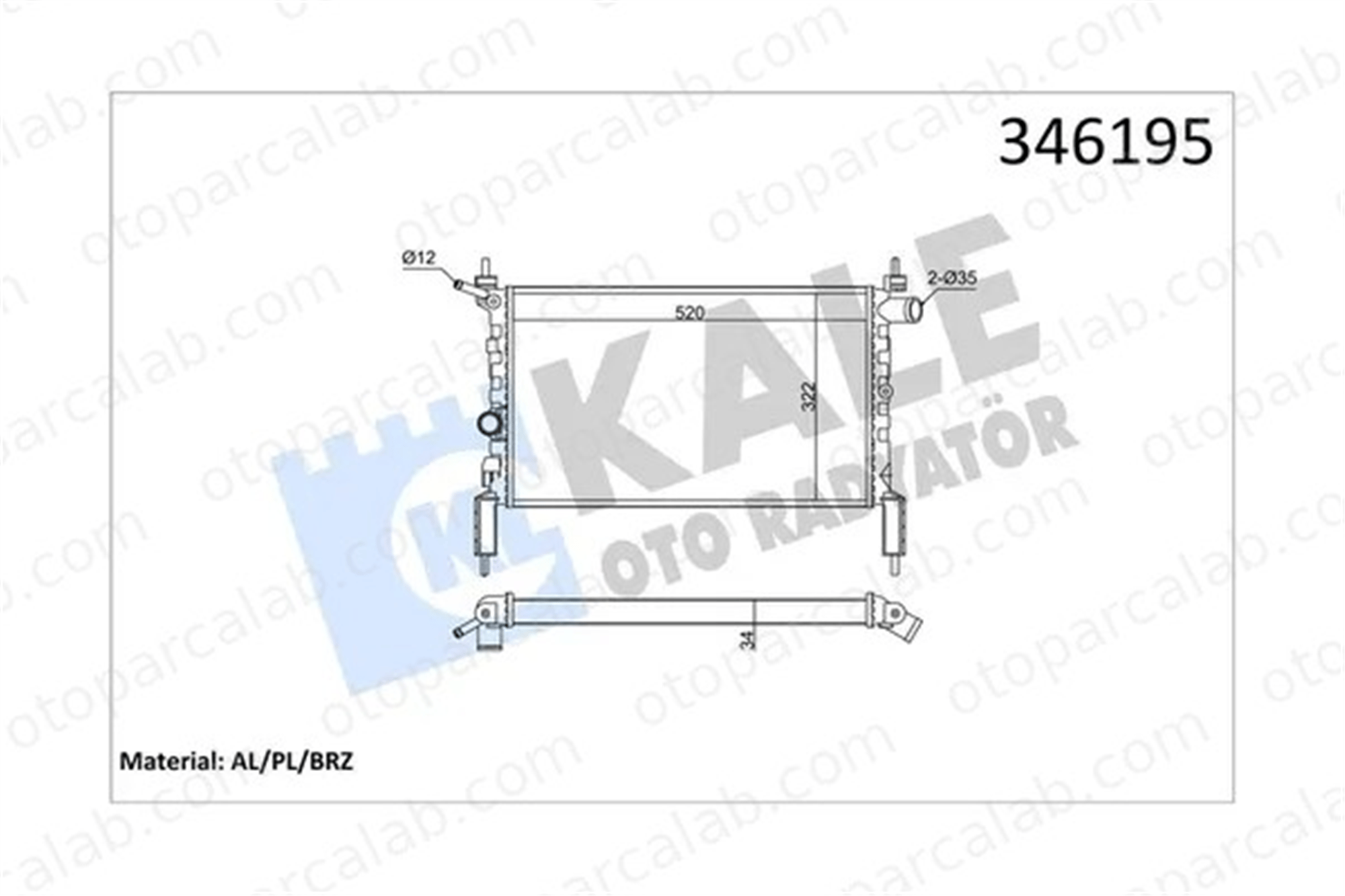 KALE 346195 Su Radyatörü OPEL ASTRA F Station wagon ASTRA F 346195 1300112