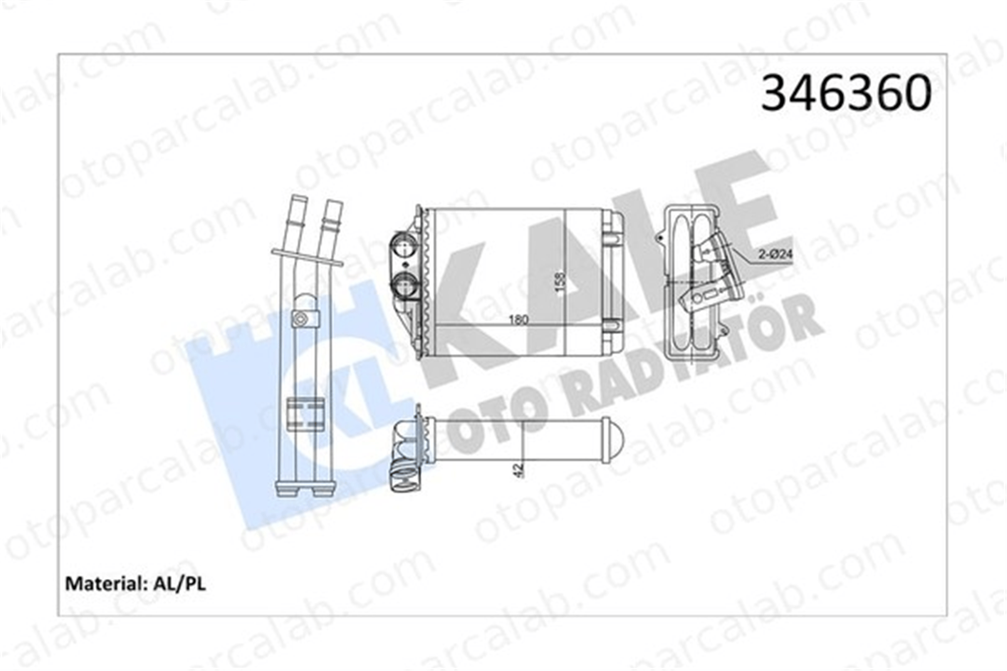 KALE 346360 Kalorifer Radyatörü ABARTH 500 / 595 / 695 500C / 595C / 695C 77364840