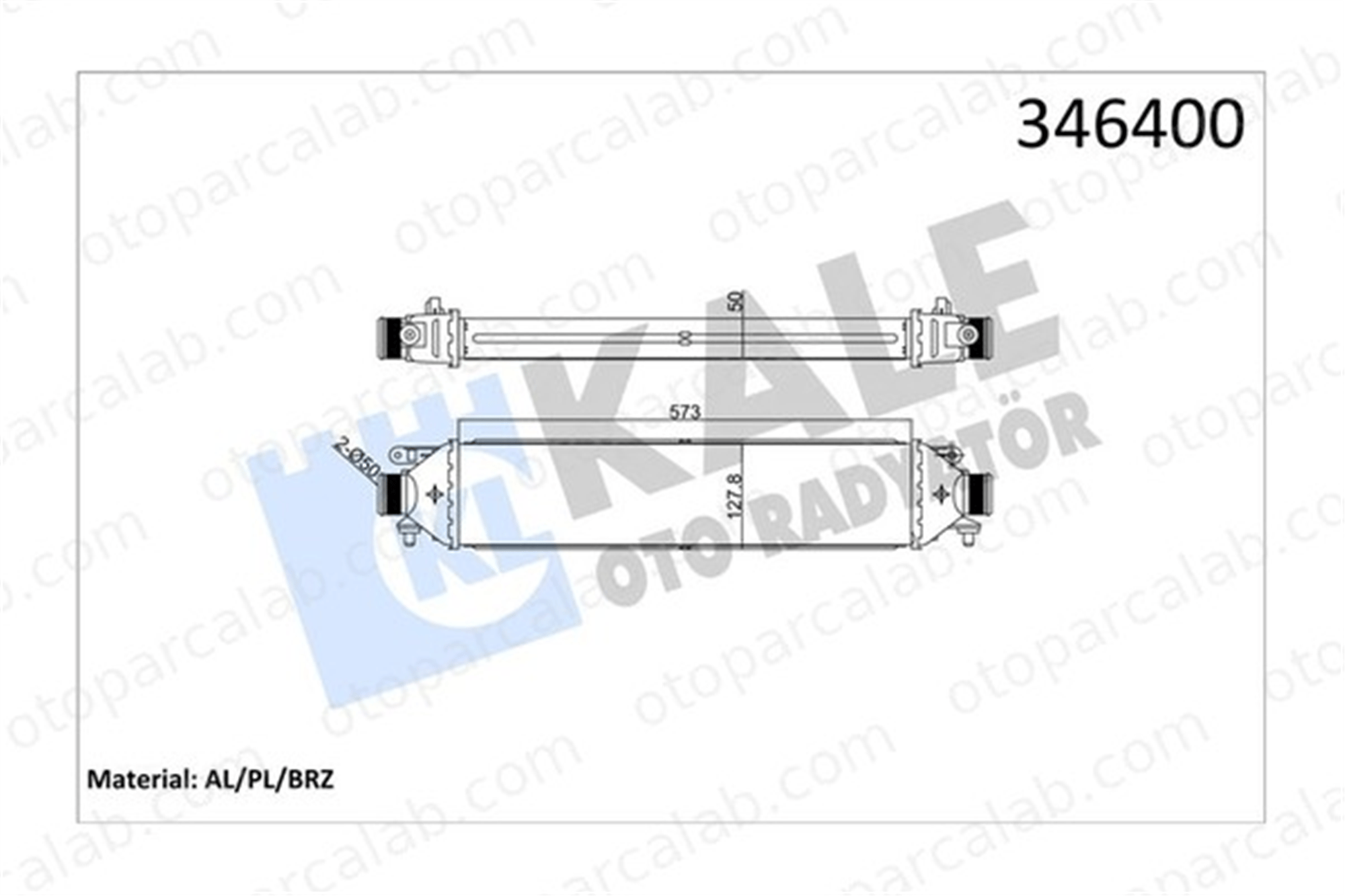 KALE 346400 Turbo Radyatörü ALFA ROMEO MITO FIAT BRAVO II 55700635 1302225