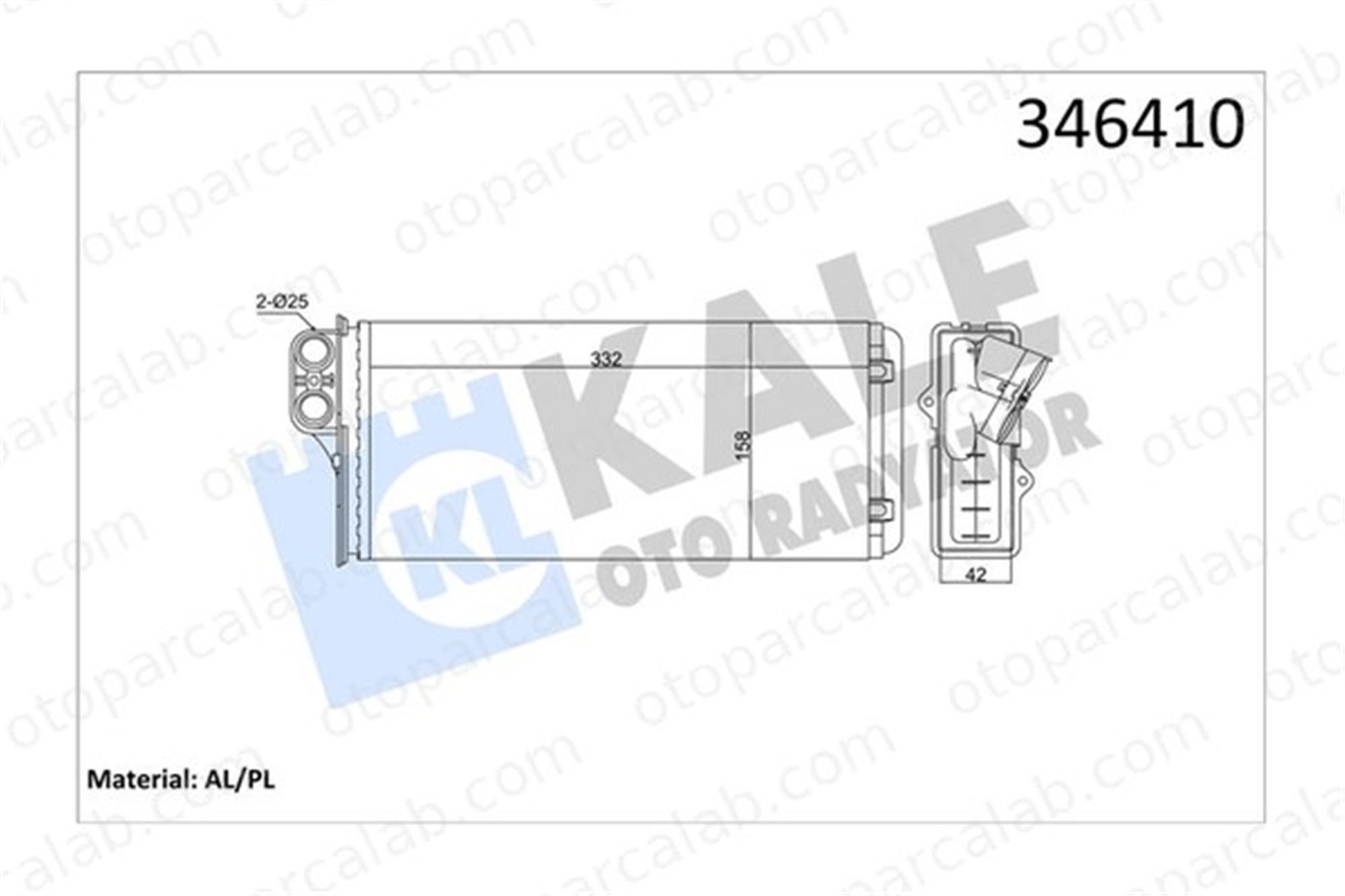 KALE 346410 Kalorifer Radyatörü RENAULT TRUCKS MASCOTT Panelvan/Van RENAULT MASTER II Minibüs/Otobüs 7701205584 2711500QAC
