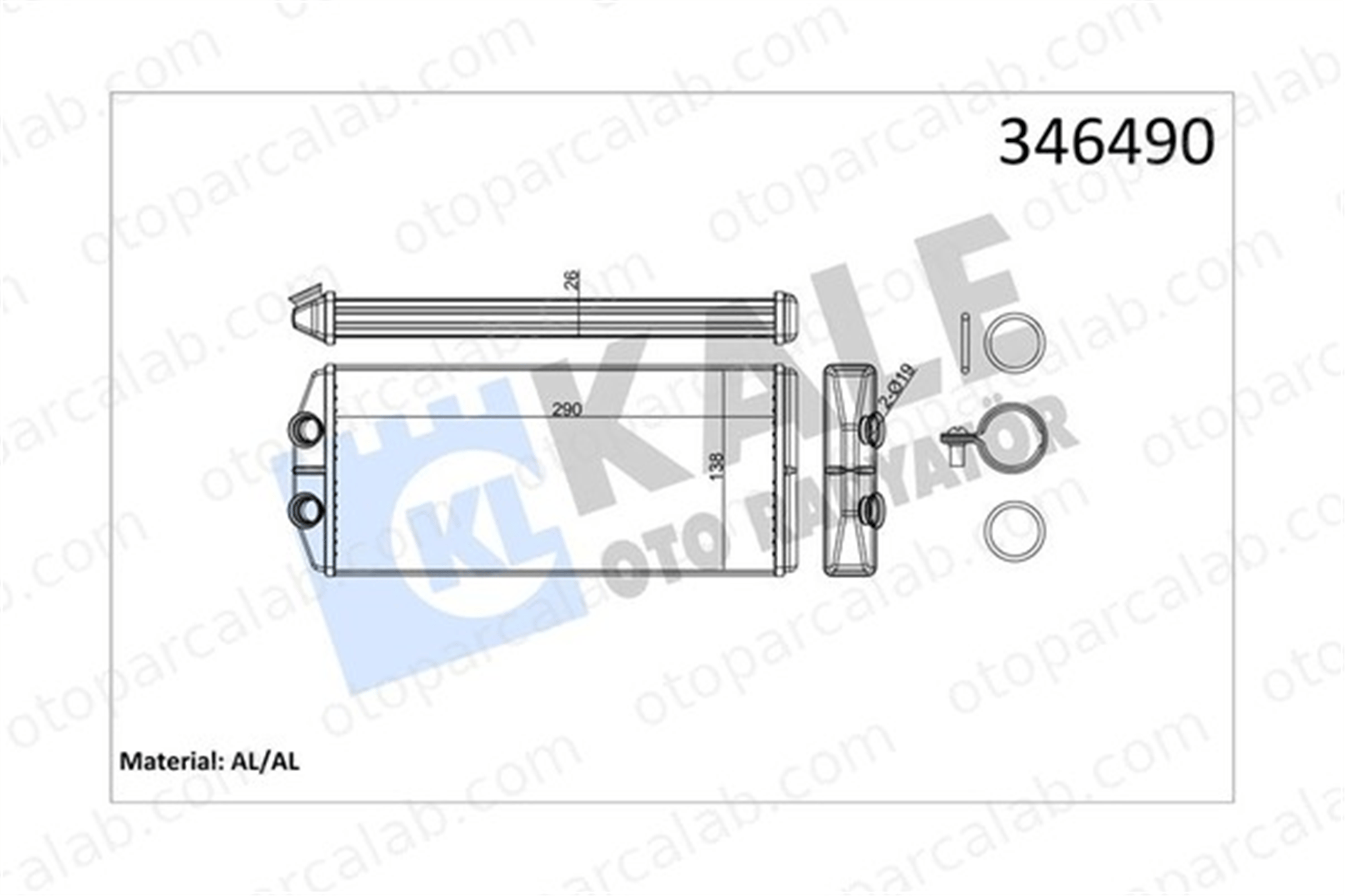 KALE 346490 Kalorifer Radyatörü CITROËN BERLINGO Kasa/büyük limuzin PEUGEOT PARTNER TEPEE 6448S7 6448Q6