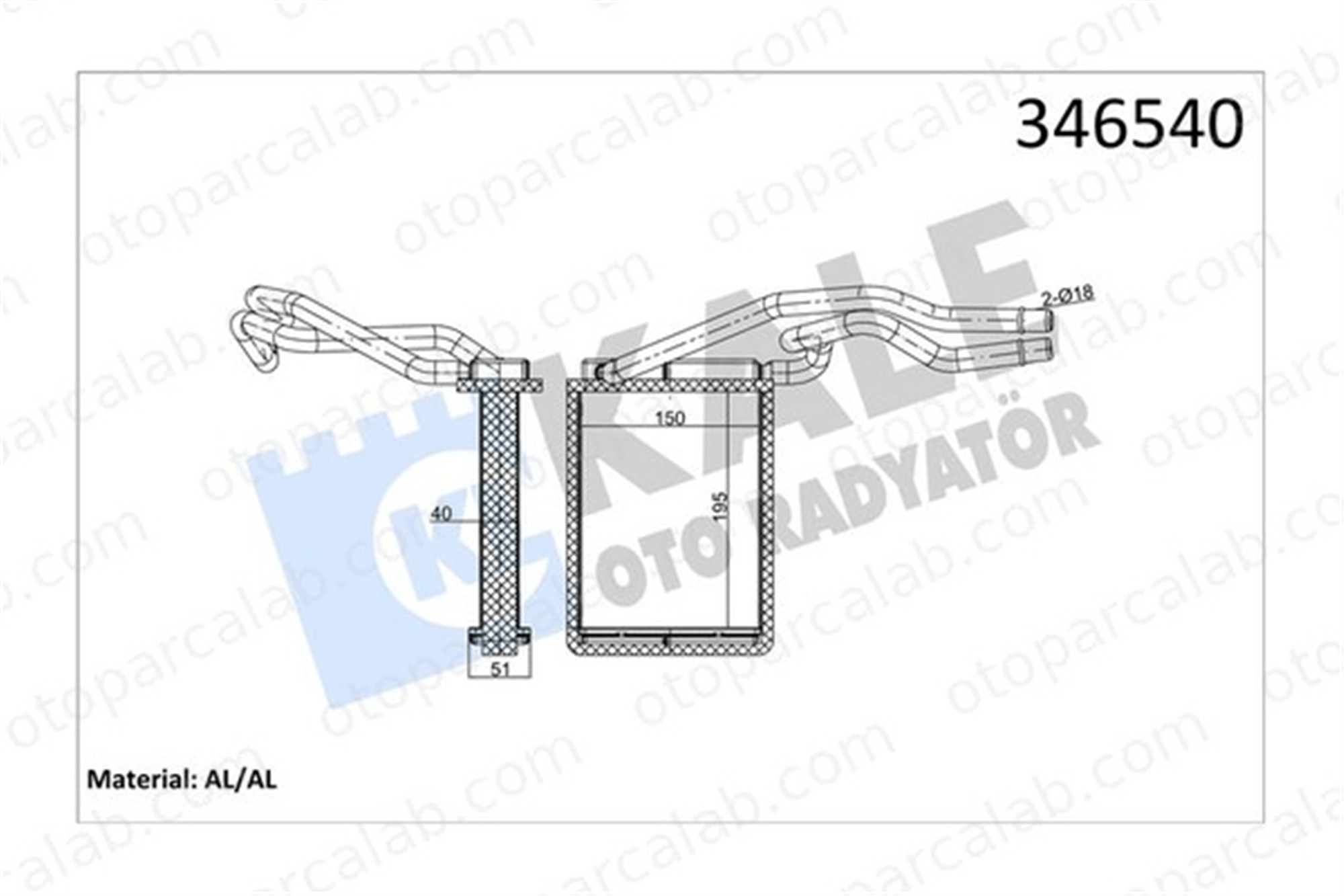 KALE 346540 Kalorifer Radyatörü FORD FIESTA V FUSION 2S6H18B539AB 1206926
