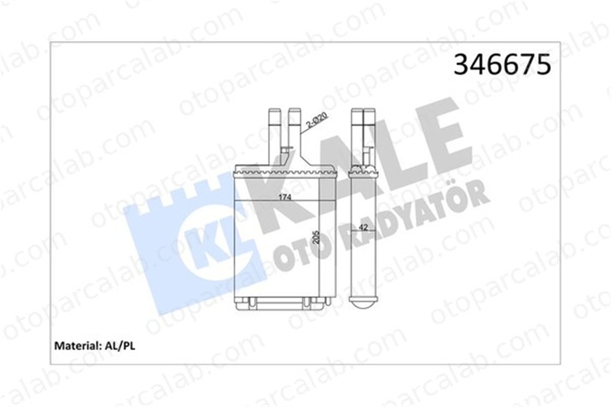 KALE 346675 Kalorifer Radyatörü OPEL VECTRA B Station wagon VECTRA B 1843107 1843215
