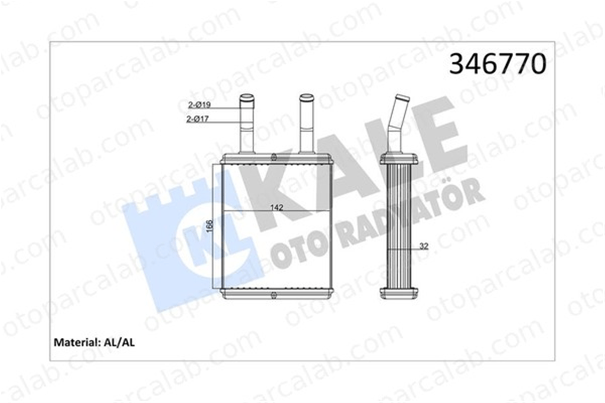 KALE 346770 Kalorifer Radyatörü HYUNDAI PONY / EXCEL Sedan LANTRA I 9712324000 9712324001