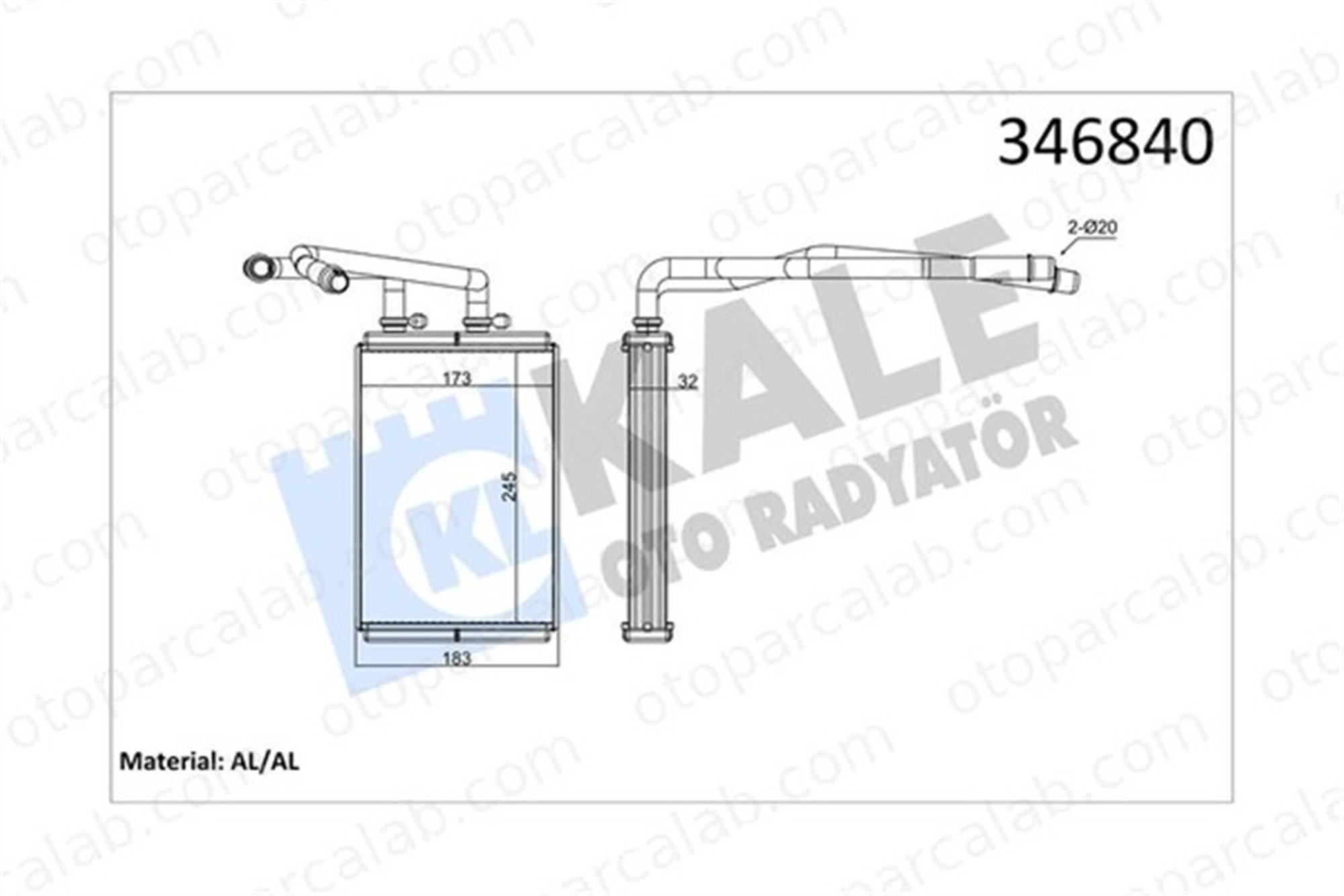 KALE 346840 Kalorifer Radyatörü CITROËN C8 FIAT ULYSSE 6448K8 9464420380
