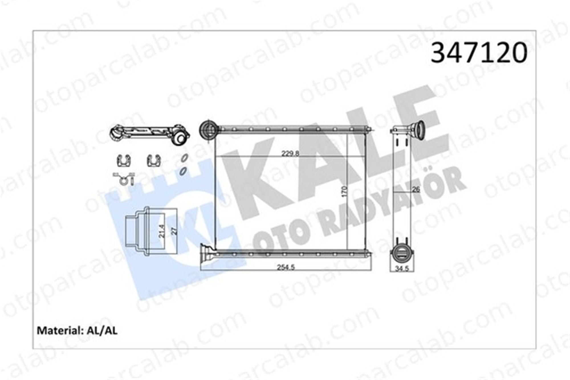 KALE 347120 Kalorifer Radyatörü PEUGEOT 308 I 308 SW I 6448S4 6448V6