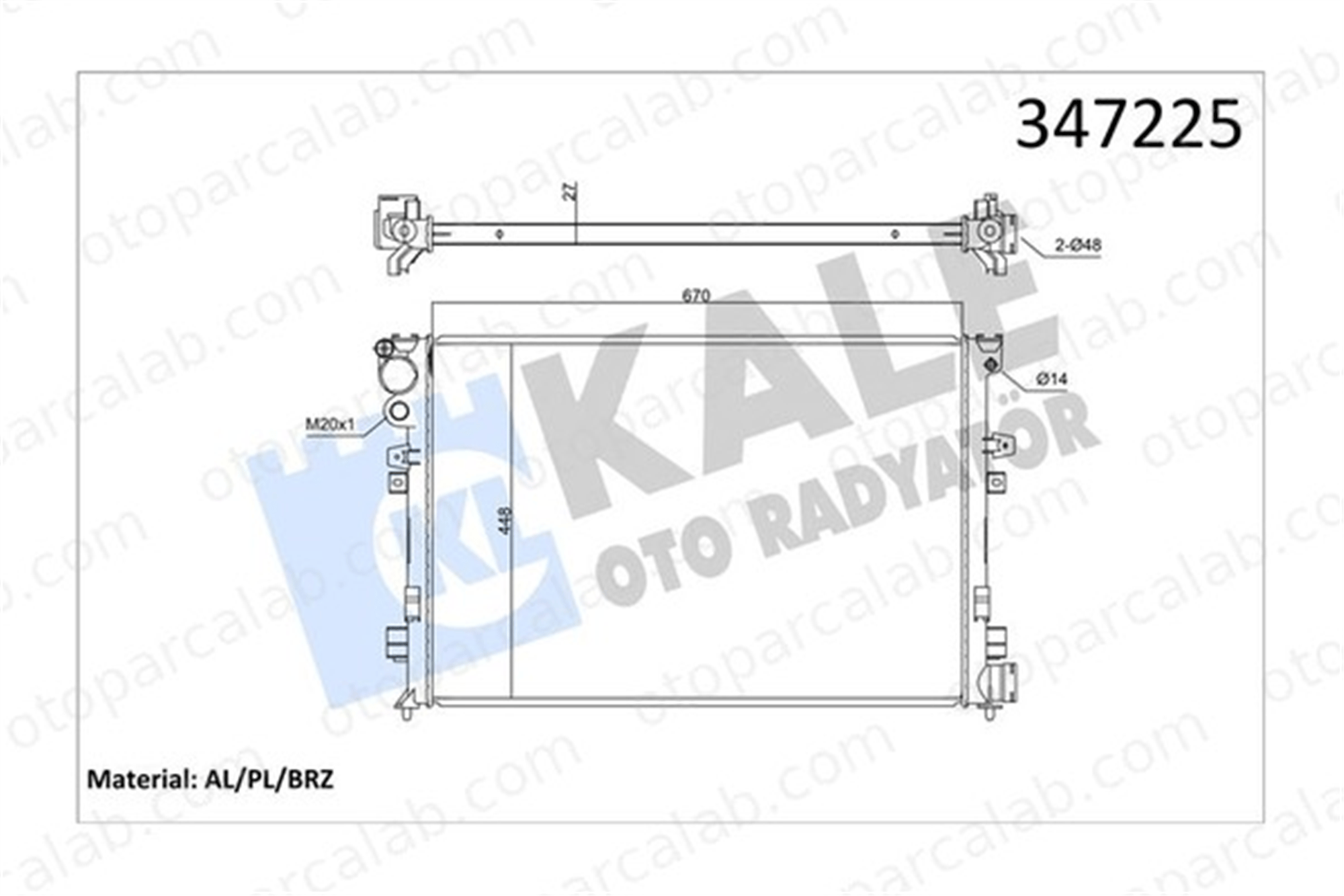 KALE 347225 Su Radyatörü CITROËN EVASION MPV JUMPY 1330E3 1301Y7