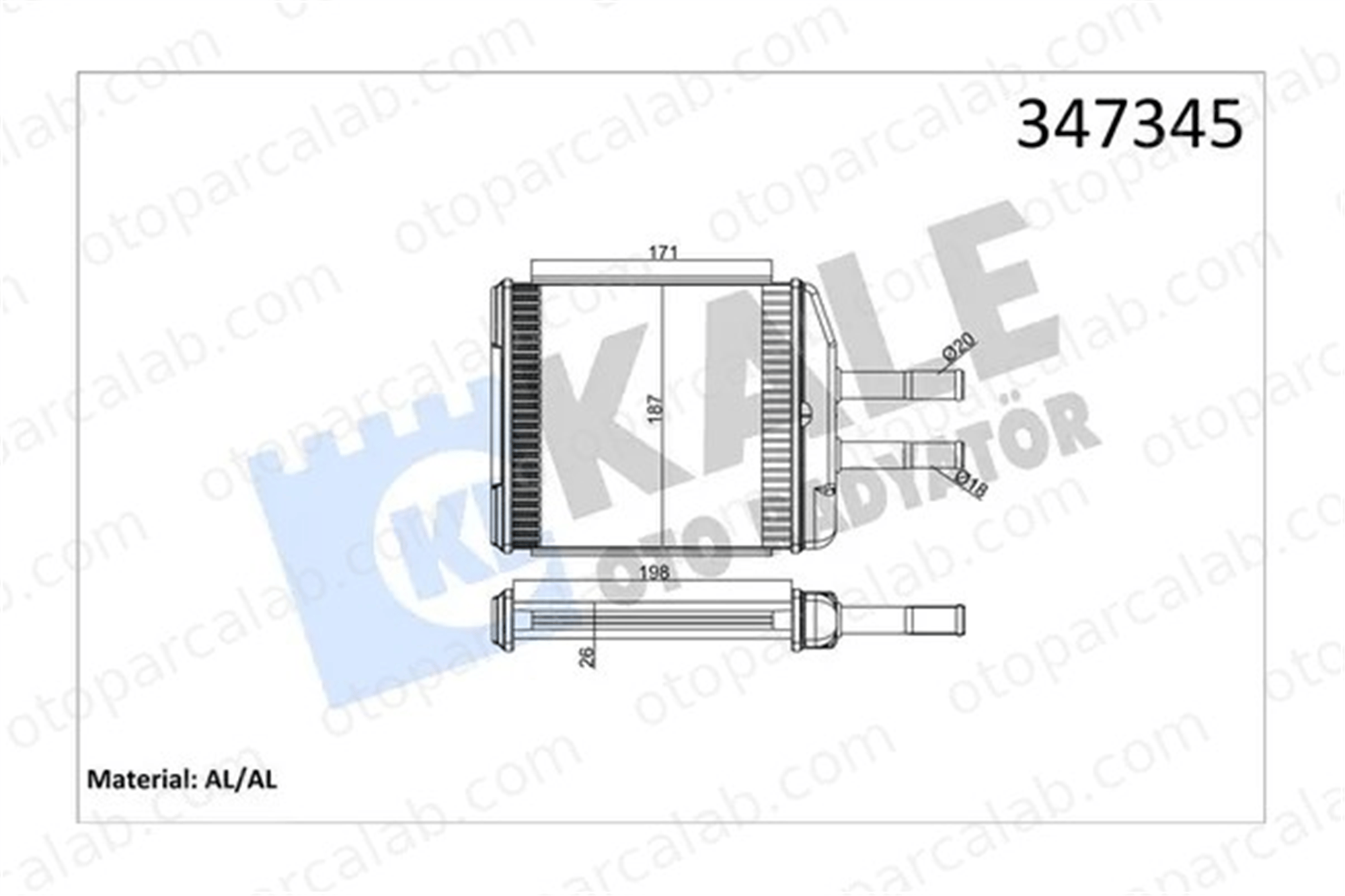 KALE 347345 Kalorifer Radyatörü CHEVROLET EPICA DAEWOO TOSCA 96327370 96472174