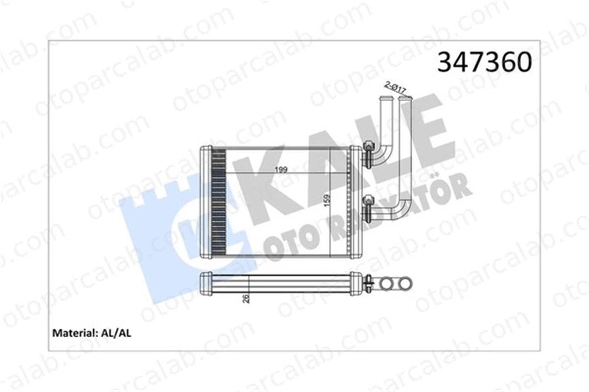 KALE 347360 Kalorifer Radyatörü MITSUBISHI LANCER VII OUTLANDER I MR568599