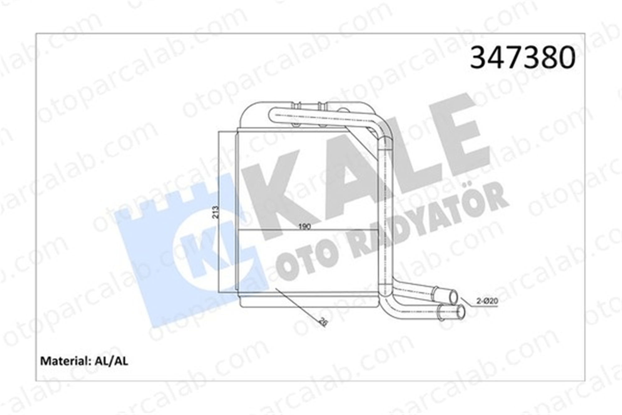 KALE 347380 Kalorifer Radyatörü VW TRANSPORTER T5 Minibüs/Otobüs TRANSPORTER T5 Panelvan/Van 7H1819031