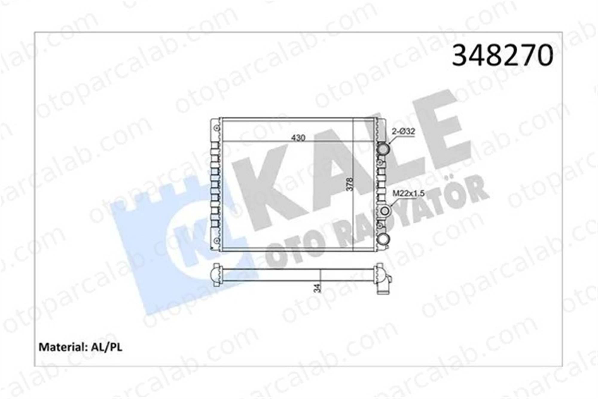 KALE 348270 Su Radyatörü VW POLO III LUPO I 348270 6N0121201
