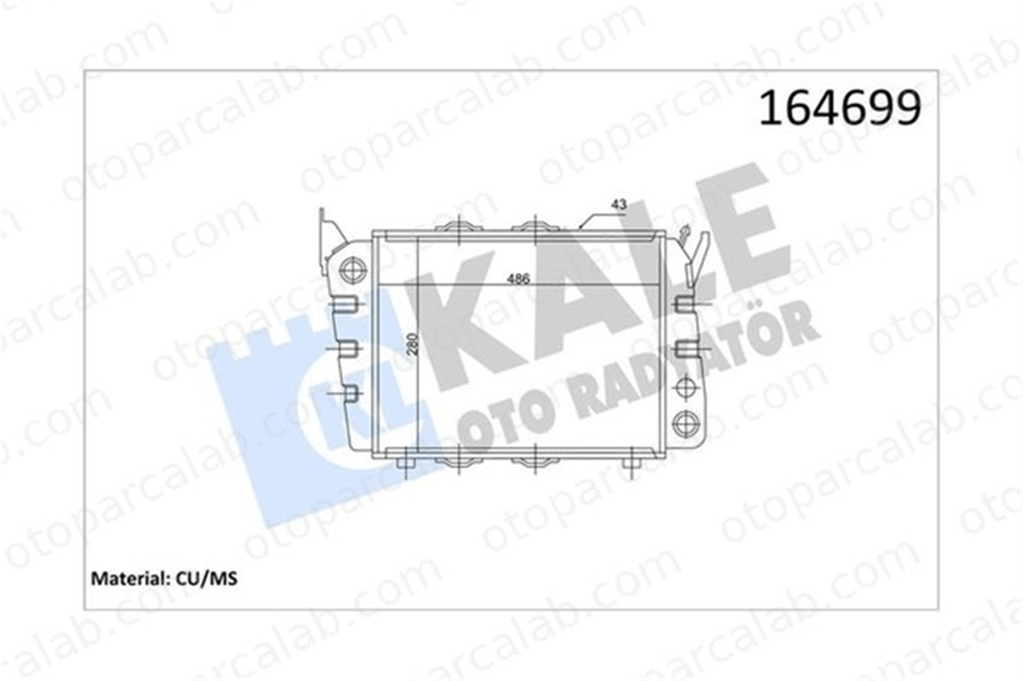 KALE 5000122PF Su Radyatörü SKODA 105,120 130 113610502 113610500