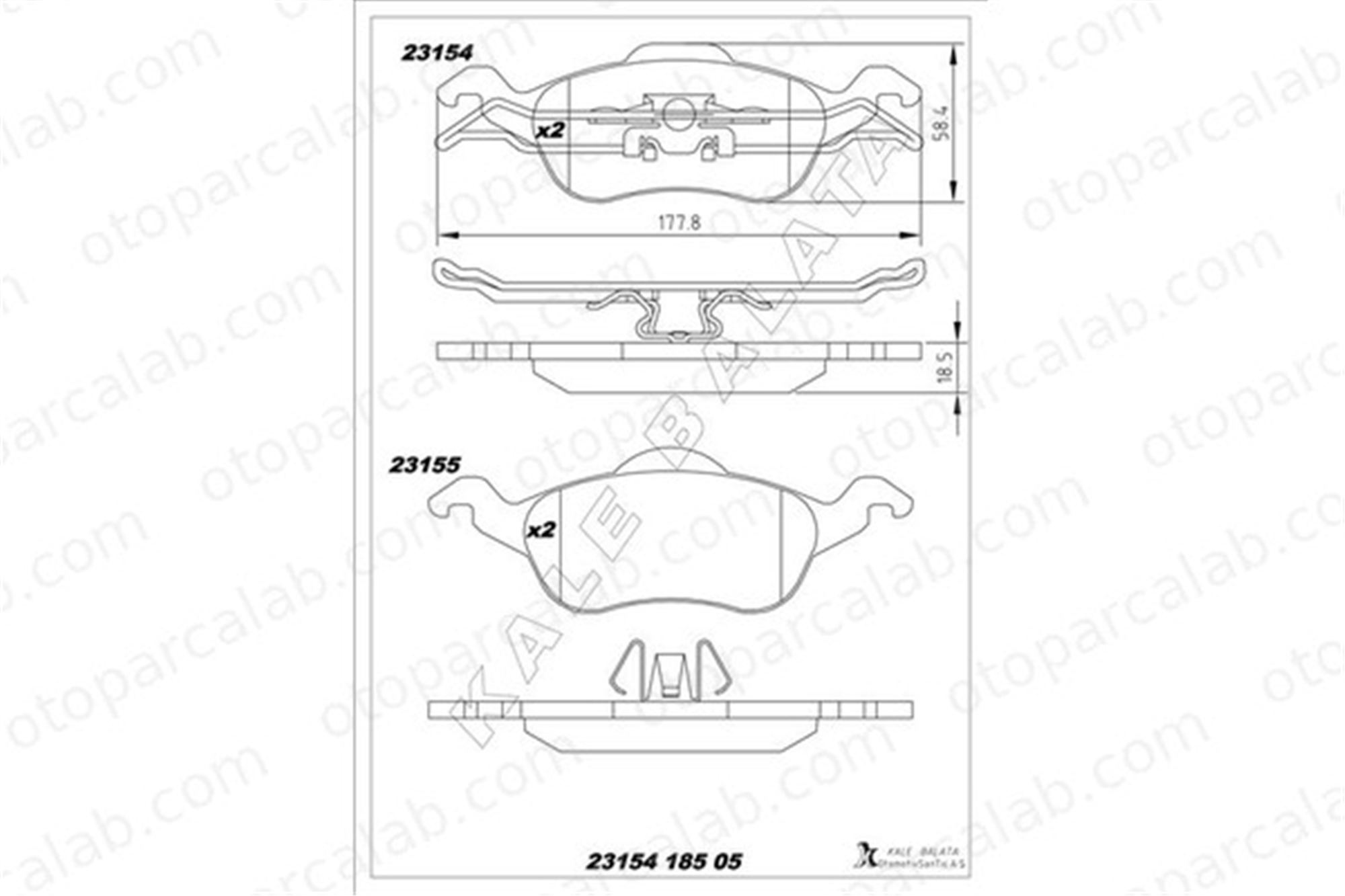 KALE BALATA 23154 185 05 ANS KD13 Fren Disk Balata Ön FORD FOCUS I FOCUS I Sedan TAMT2K021FCS 1075558