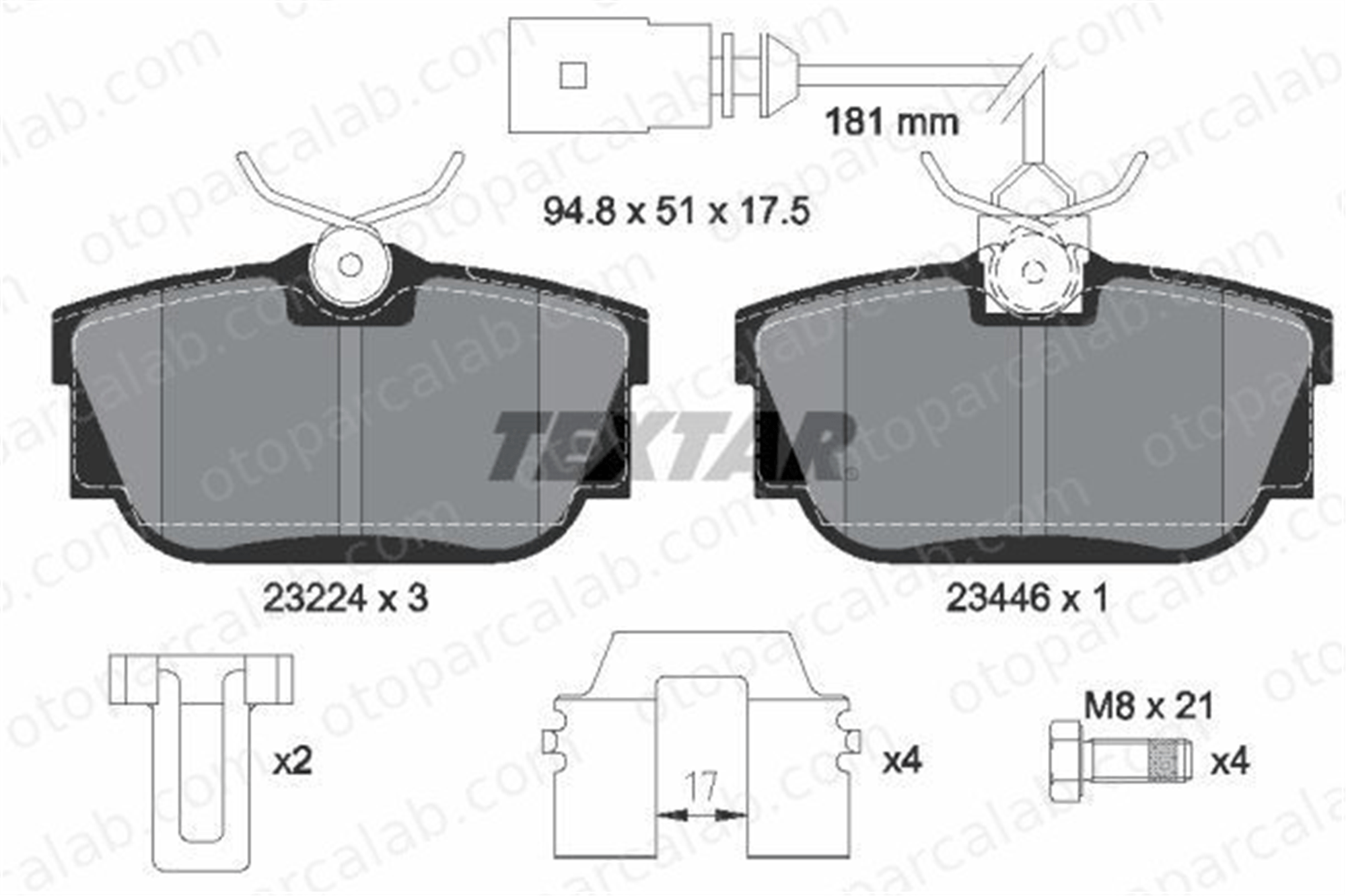 KALE BALATA 23224 173 25 Fren Disk Balata Arka VW TRANSPORTER T4 Minibüs/Otobüs TRANSPORTER T4 Panelvan/Van 2322417325 701698451