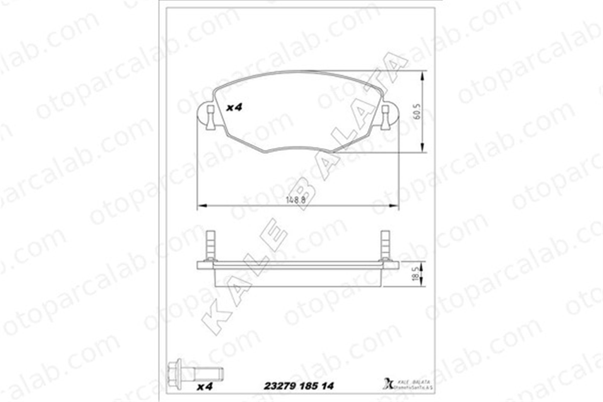 KALE BALATA 23279 185 14 ANS KD13 Fren Disk Balata Ön FORD MONDEO III MONDEO III Sedan ME1S7J2K021AC 1S712K021AC