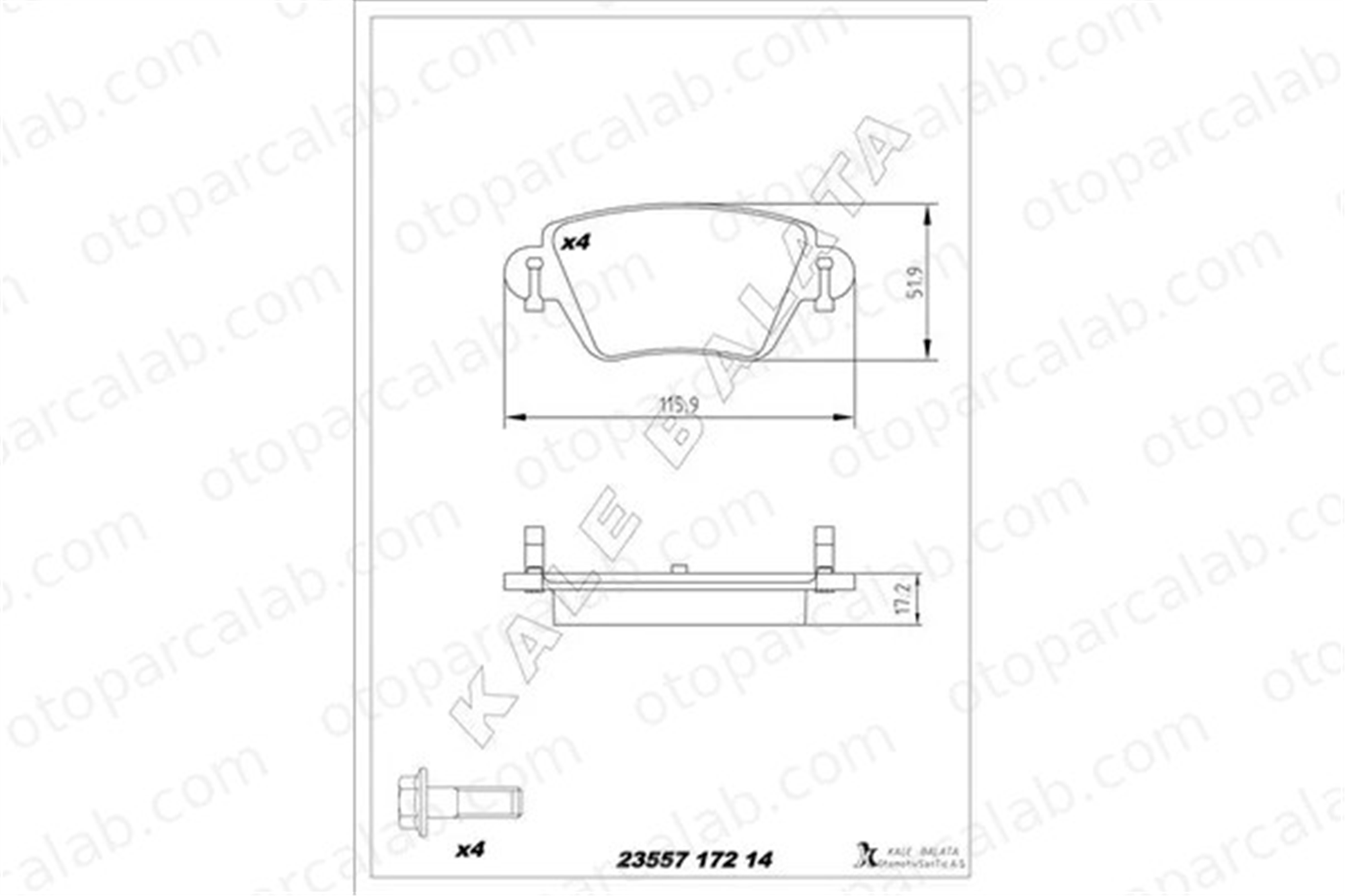 KALE BALATA 23557 172 14 ANS KD13 Fren Disk Balata Arka FORD MONDEO III MONDEO III Sedan 7701207187 1S712M008AD