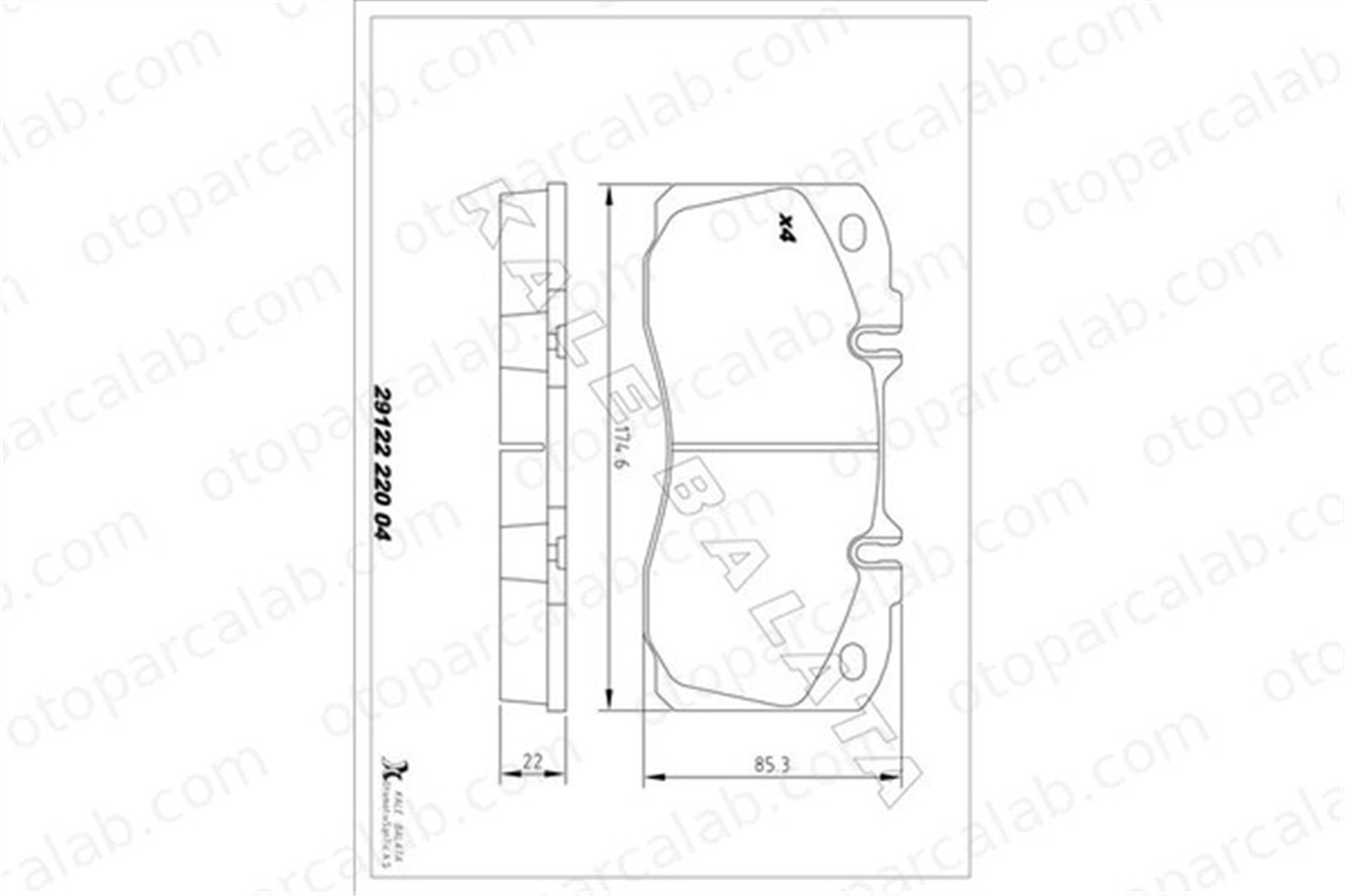 KALE BALATA 29122 220 04 KD20 Fren Disk Balata Ön IVECO DAILY IV Platform şasi DAILY VI Panelvan/Van 42555669 1906416