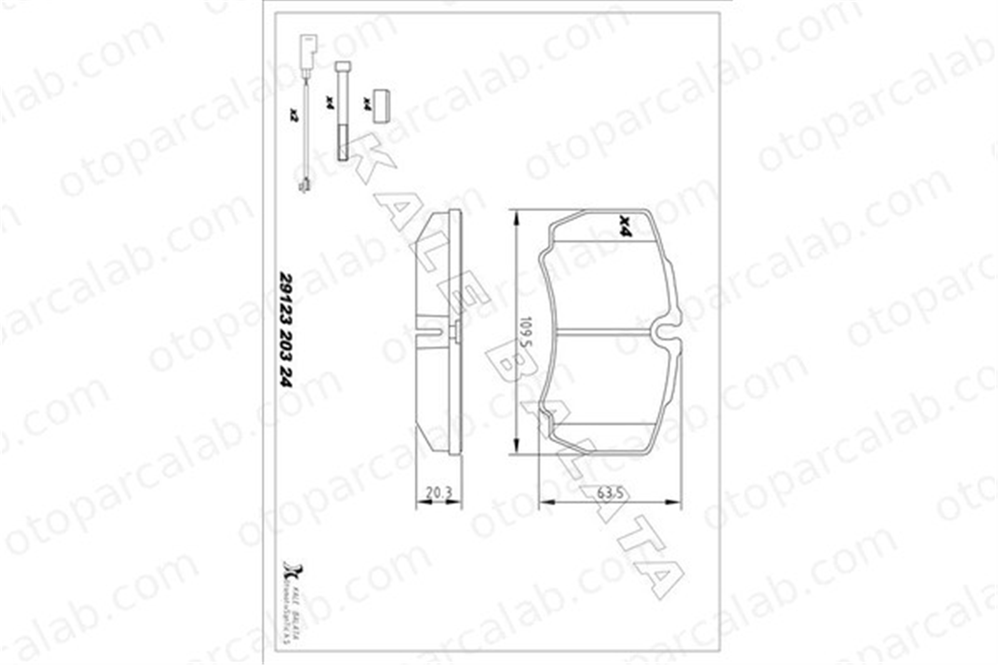 KALE BALATA 29123 203 24 ANS KD20 Fren Disk Balata Arka FORD TRANSIT Minibüs/Otobüs TRANSIT Panelvan/Van 1718023 8C1V2M008AA